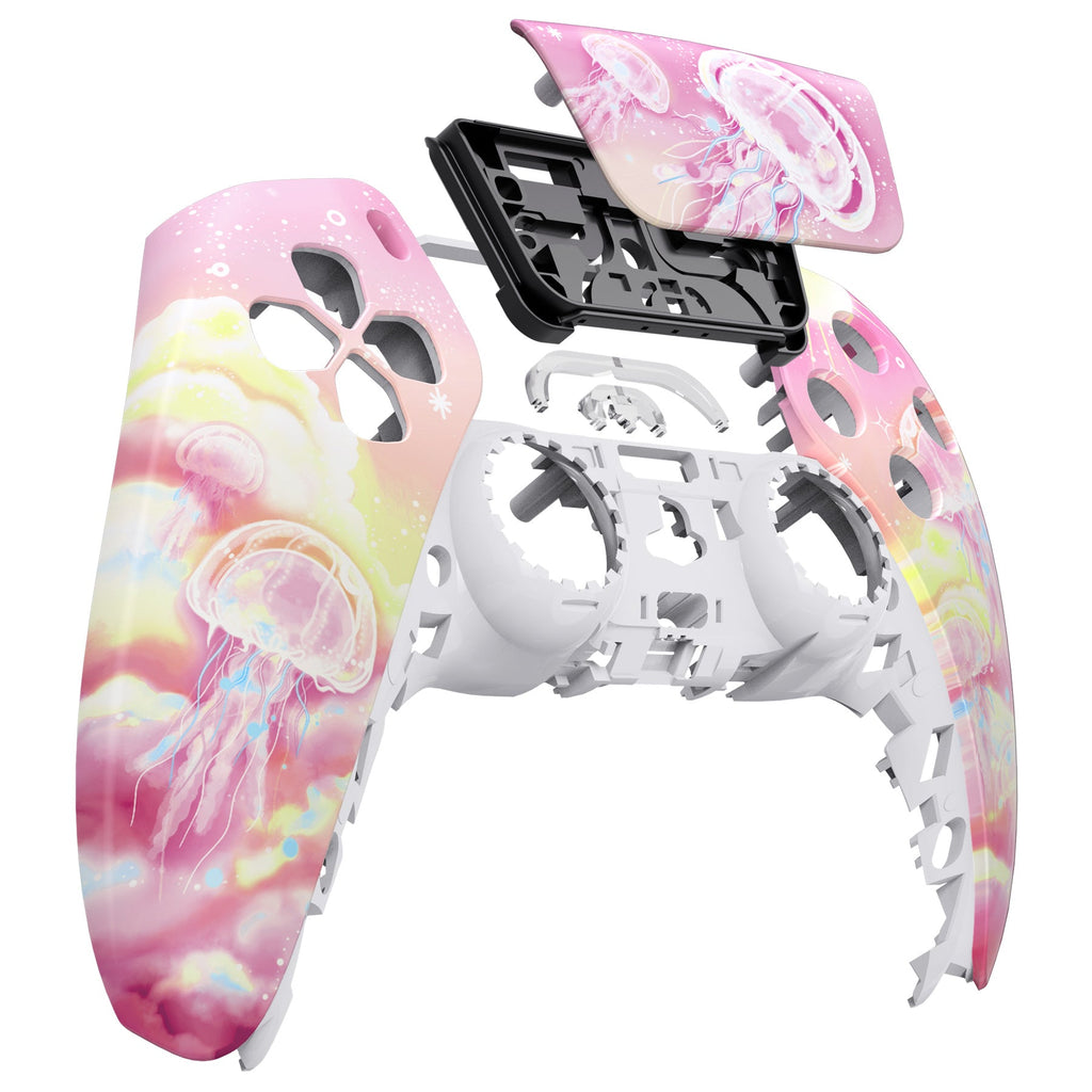 eXtremeRate Replacement Front Housing Shell with Touchpad Compatible with PS5 Controller BDM-010/020/030/040/050 - Pinky Jellyfish Heaven eXtremeRate