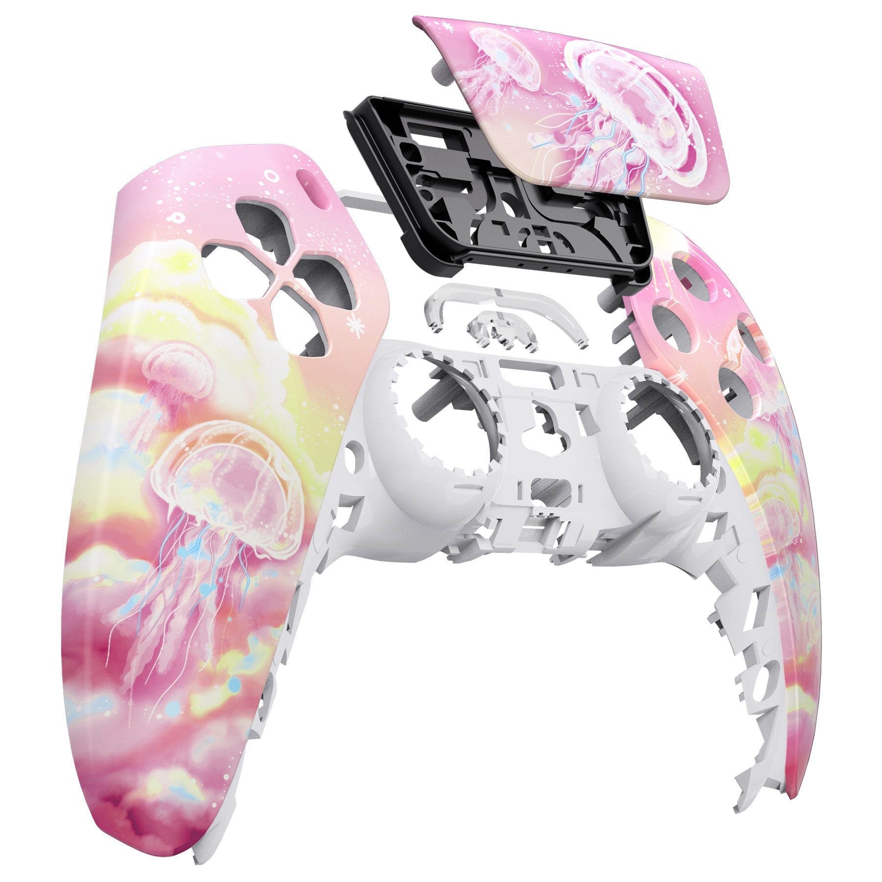 eXtremeRate Replacement Front Housing Shell with Touchpad Compatible with PS5 Controller BDM-010/020/030/040/050 - Pinky Jellyfish Heaven eXtremeRate