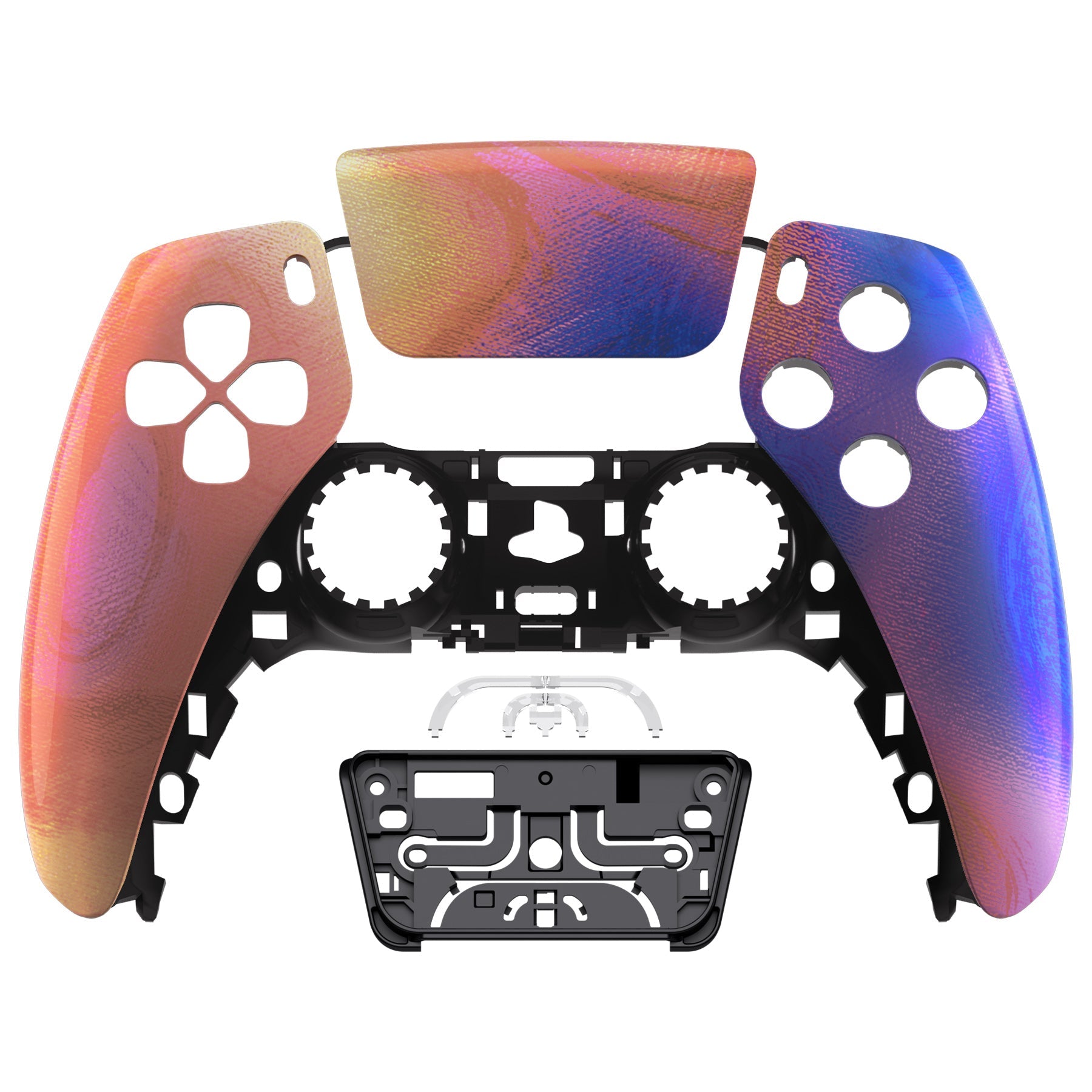 eXtremeRate Replacement Front Housing Shell with Touchpad Compatible with PS5 Controller BDM-010/020/030/040/050 - Purple Red Swirl eXtremeRate