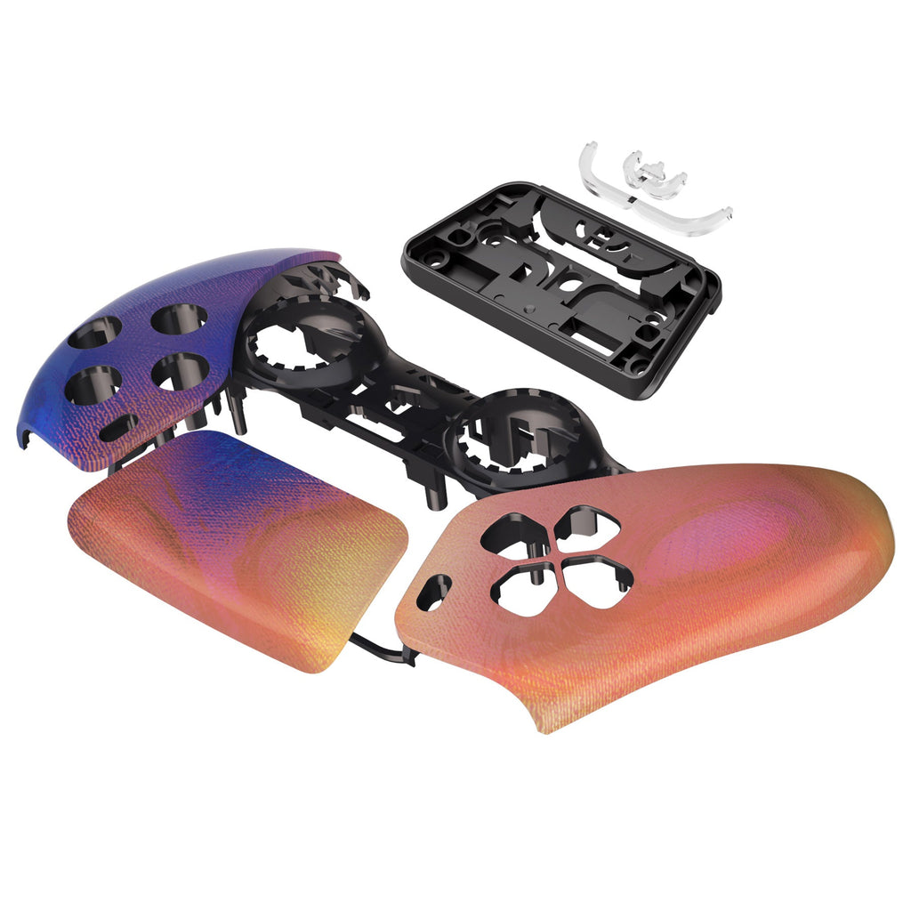 eXtremeRate Replacement Front Housing Shell with Touchpad Compatible with PS5 Controller BDM-010/020/030/040/050 - Purple Red Swirl eXtremeRate