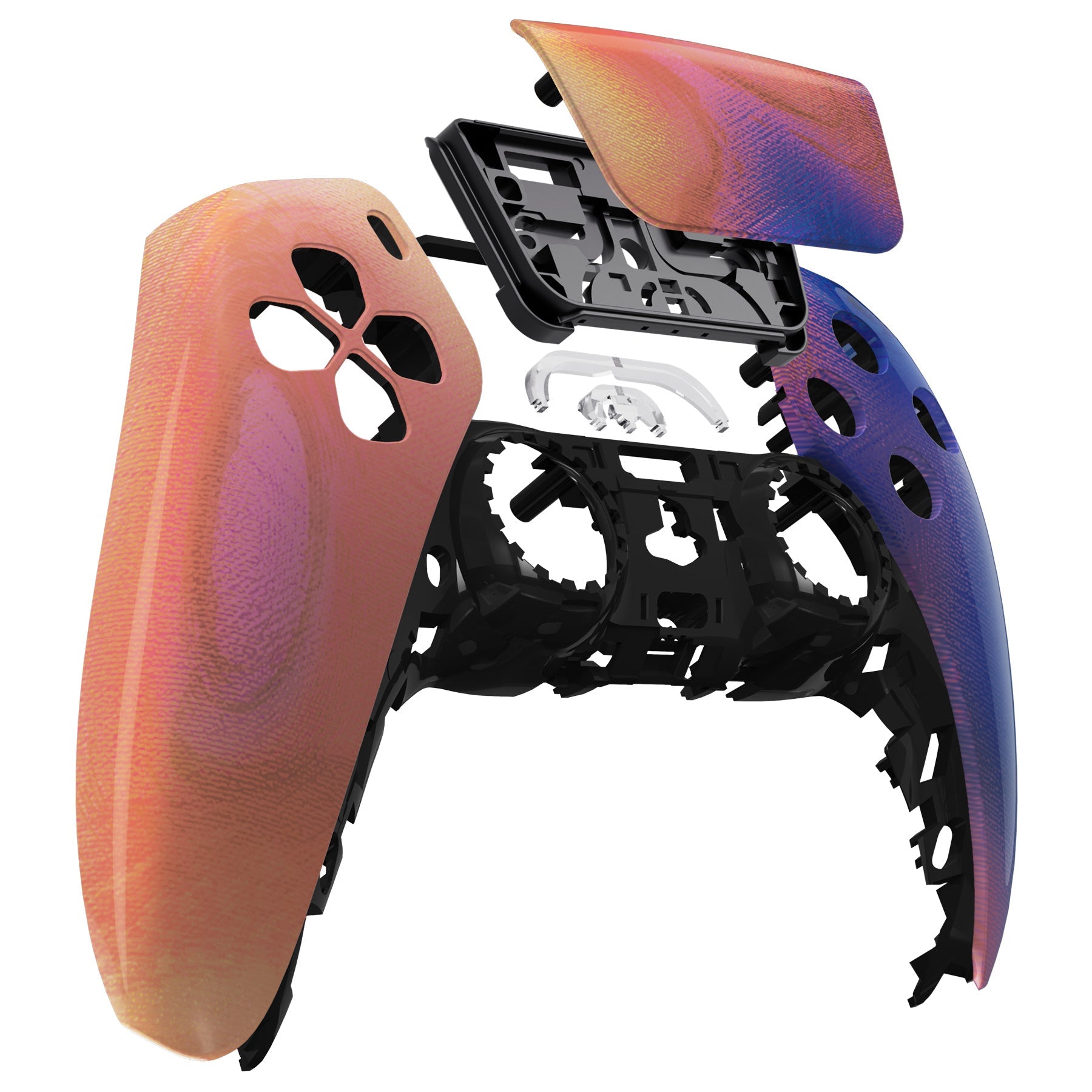 eXtremeRate Replacement Front Housing Shell with Touchpad Compatible with PS5 Controller BDM-010/020/030/040/050 - Purple Red Swirl eXtremeRate