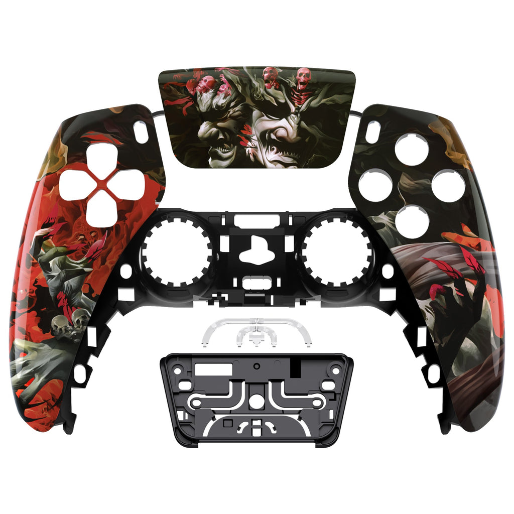 eXtremeRate Replacement Front Housing Shell with Touchpad Compatible with PS5 Controller BDM-010/020/030/040/050 - Rage of Asura eXtremeRate