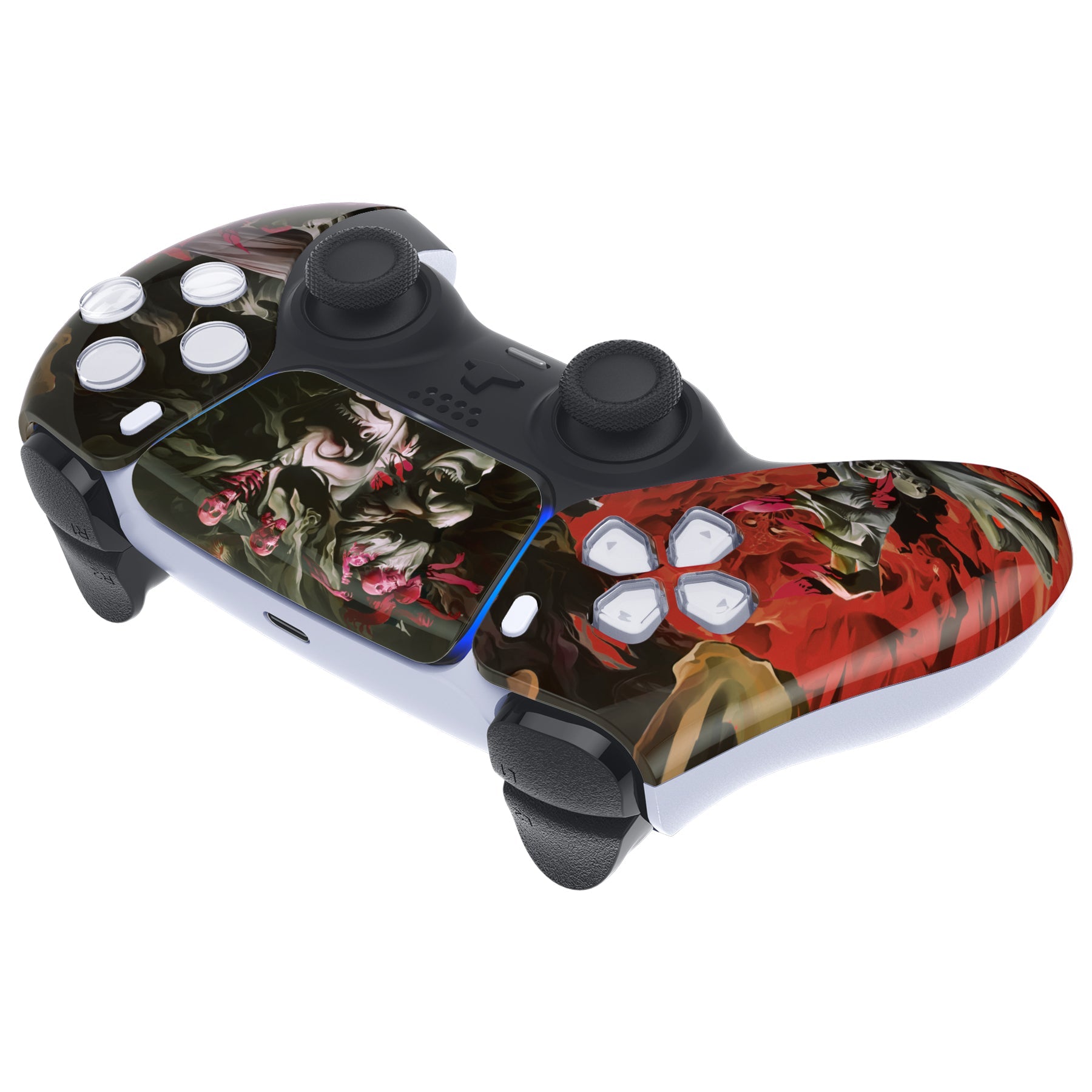 eXtremeRate Replacement Front Housing Shell with Touchpad Compatible with PS5 Controller BDM-010/020/030/040/050 - Rage of Asura eXtremeRate