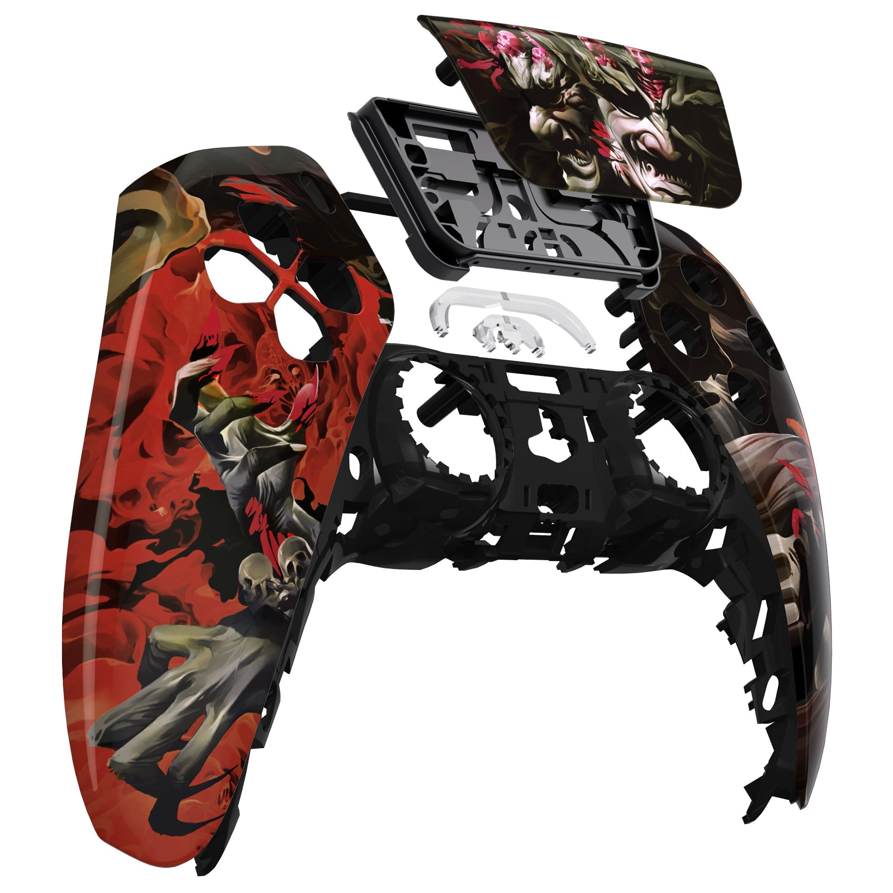 eXtremeRate Replacement Front Housing Shell with Touchpad Compatible with PS5 Controller BDM-010/020/030/040/050 - Rage of Asura eXtremeRate