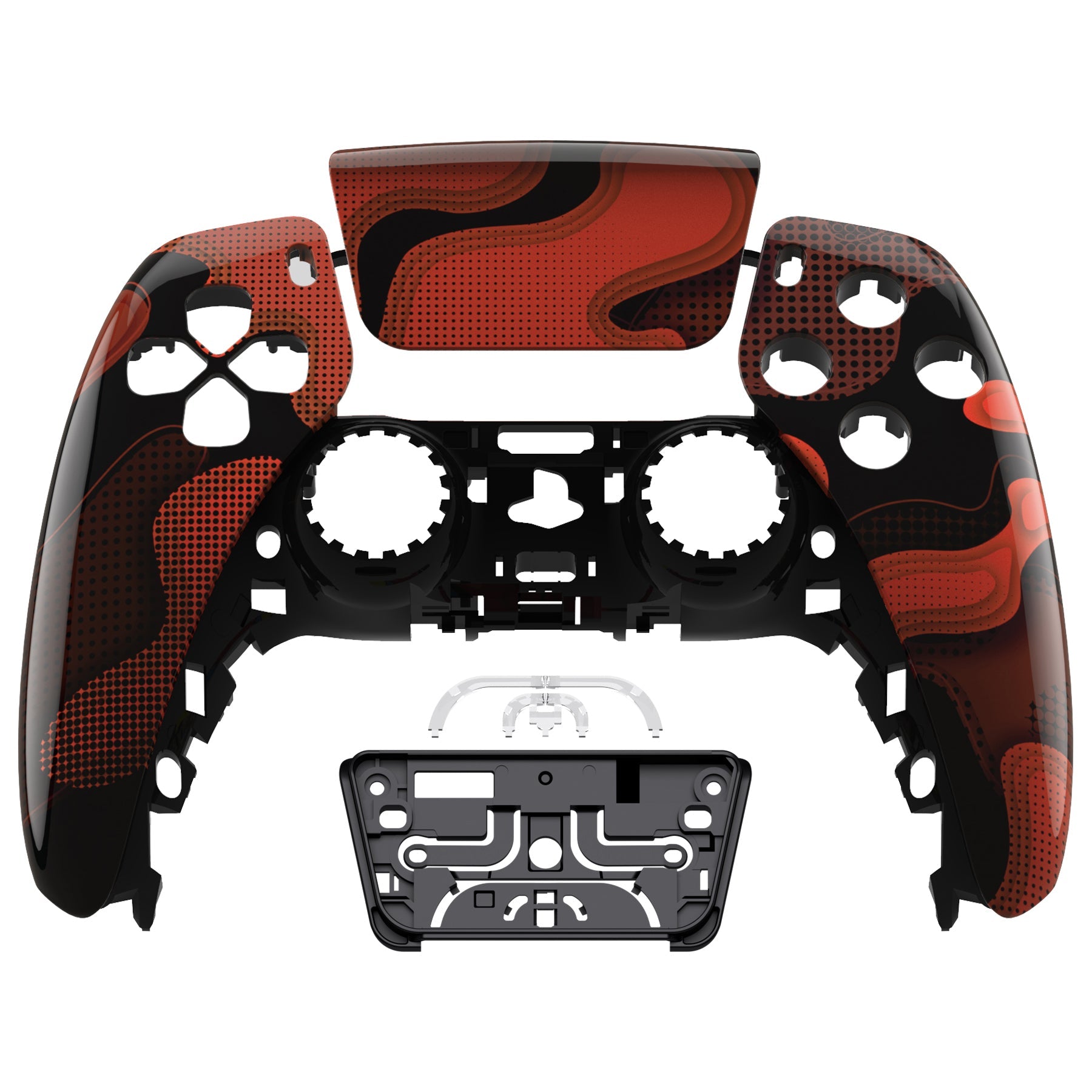 eXtremeRate Replacement Front Housing Shell with Touchpad Compatible with PS5 Controller BDM-010/020/030/040/050 - Red Black Camouflage eXtremeRate