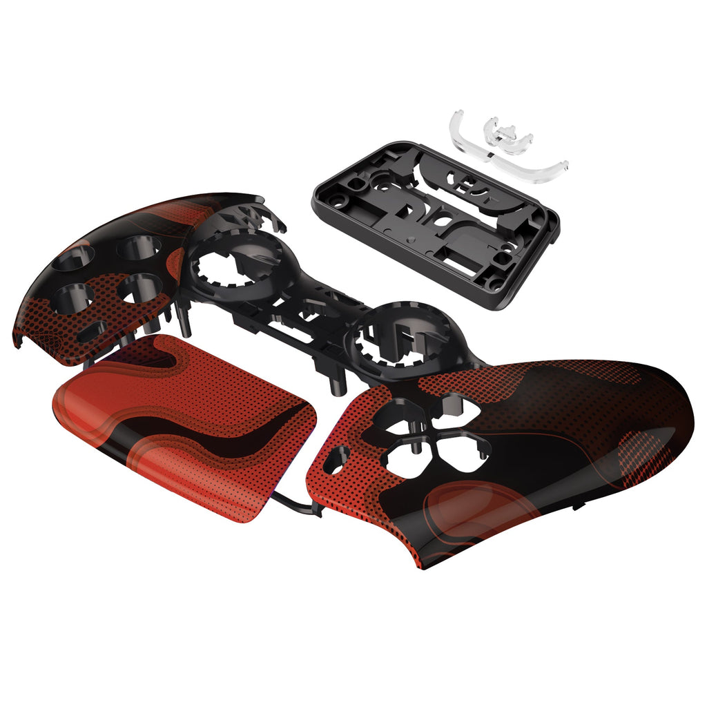 eXtremeRate Replacement Front Housing Shell with Touchpad Compatible with PS5 Controller BDM-010/020/030/040/050 - Red Black Camouflage eXtremeRate
