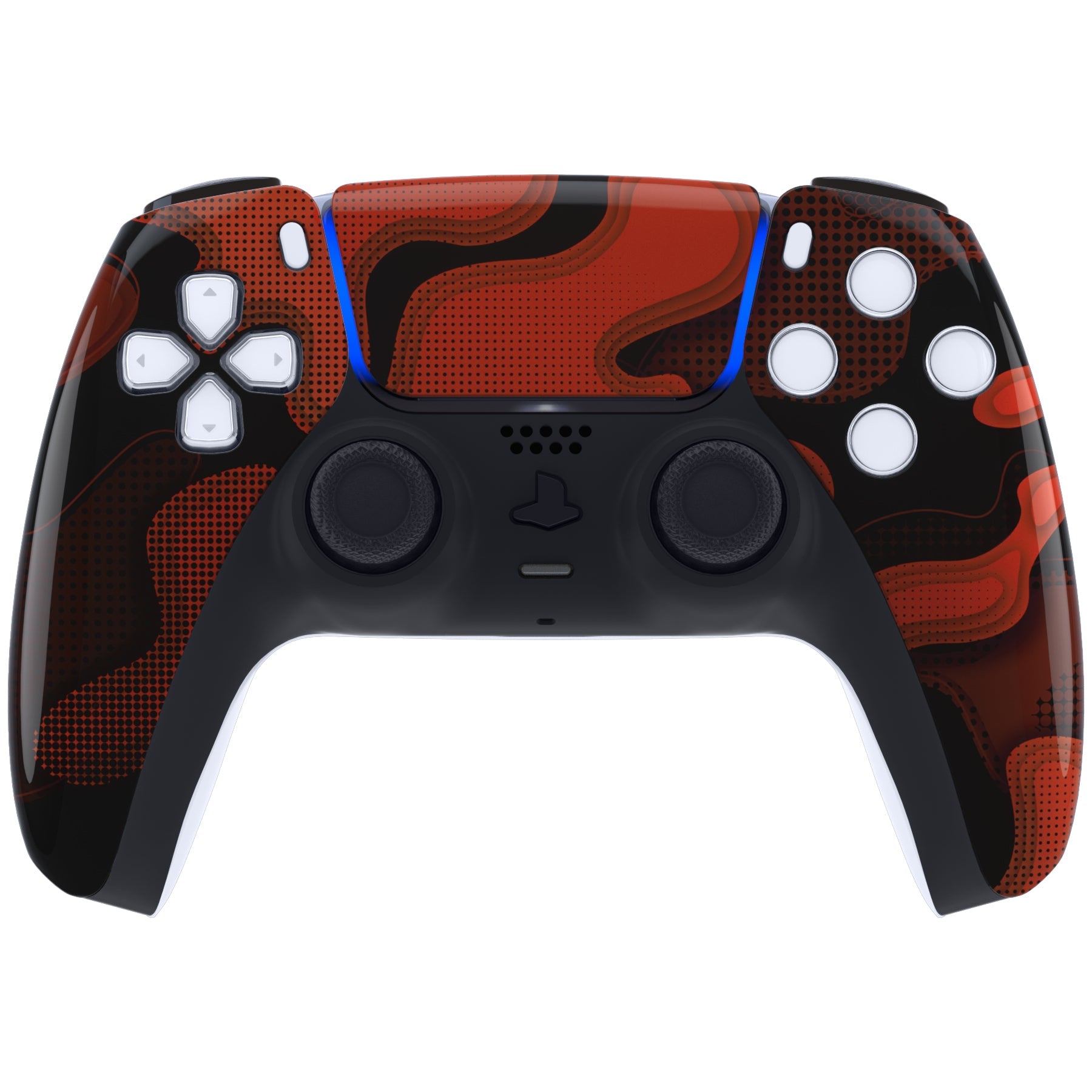 eXtremeRate Replacement Front Housing Shell with Touchpad Compatible with PS5 Controller BDM-010/020/030/040/050 - Red Black Camouflage eXtremeRate