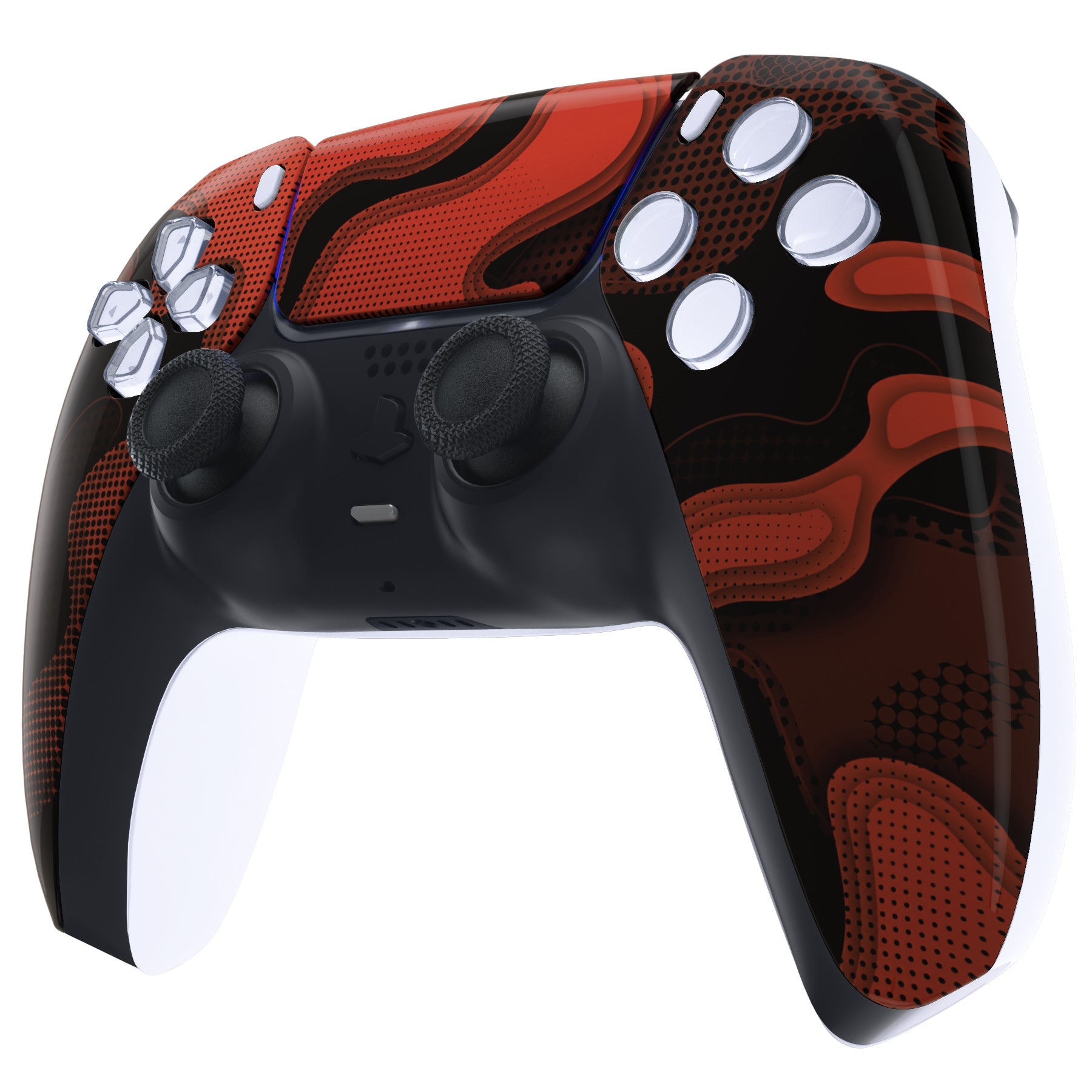 eXtremeRate Replacement Front Housing Shell with Touchpad Compatible with PS5 Controller BDM-010/020/030/040/050 - Red Black Camouflage eXtremeRate
