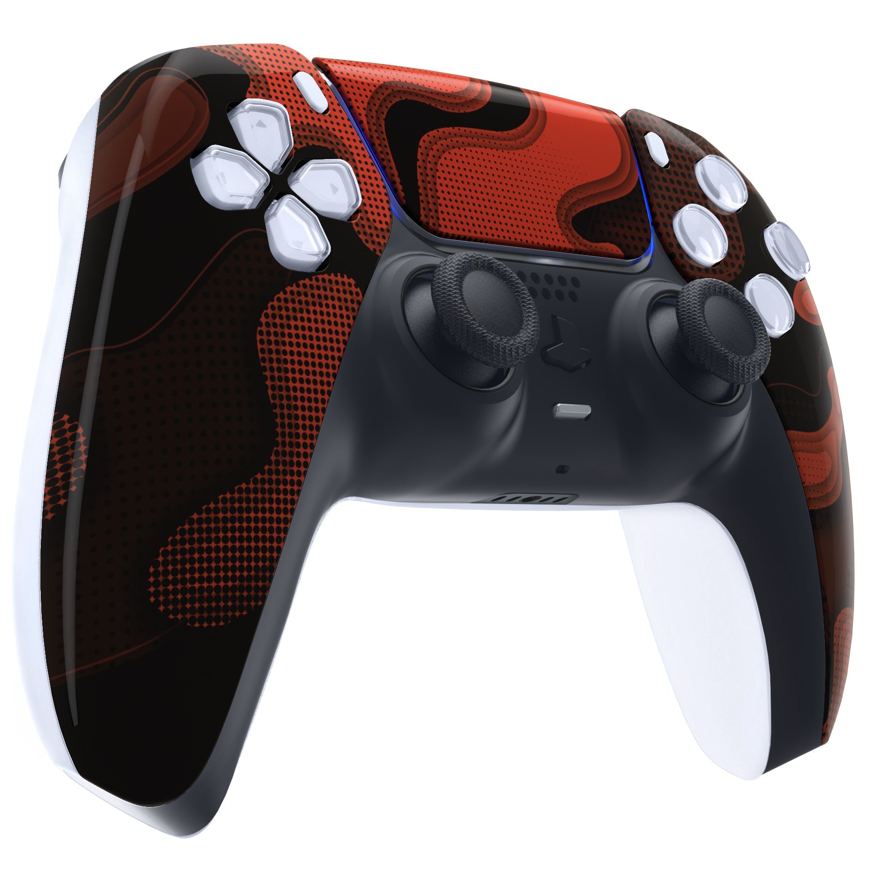 eXtremeRate Replacement Front Housing Shell with Touchpad Compatible with PS5 Controller BDM-010/020/030/040/050 - Red Black Camouflage eXtremeRate