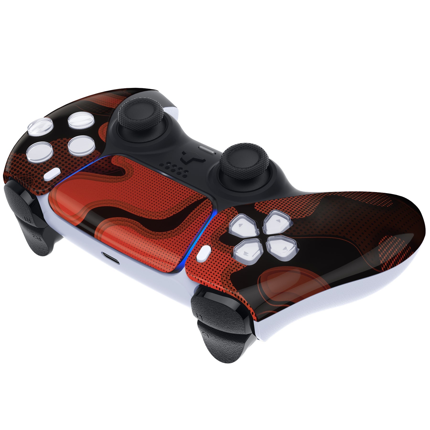 eXtremeRate Replacement Front Housing Shell with Touchpad Compatible with PS5 Controller BDM-010/020/030/040/050 - Red Black Camouflage eXtremeRate