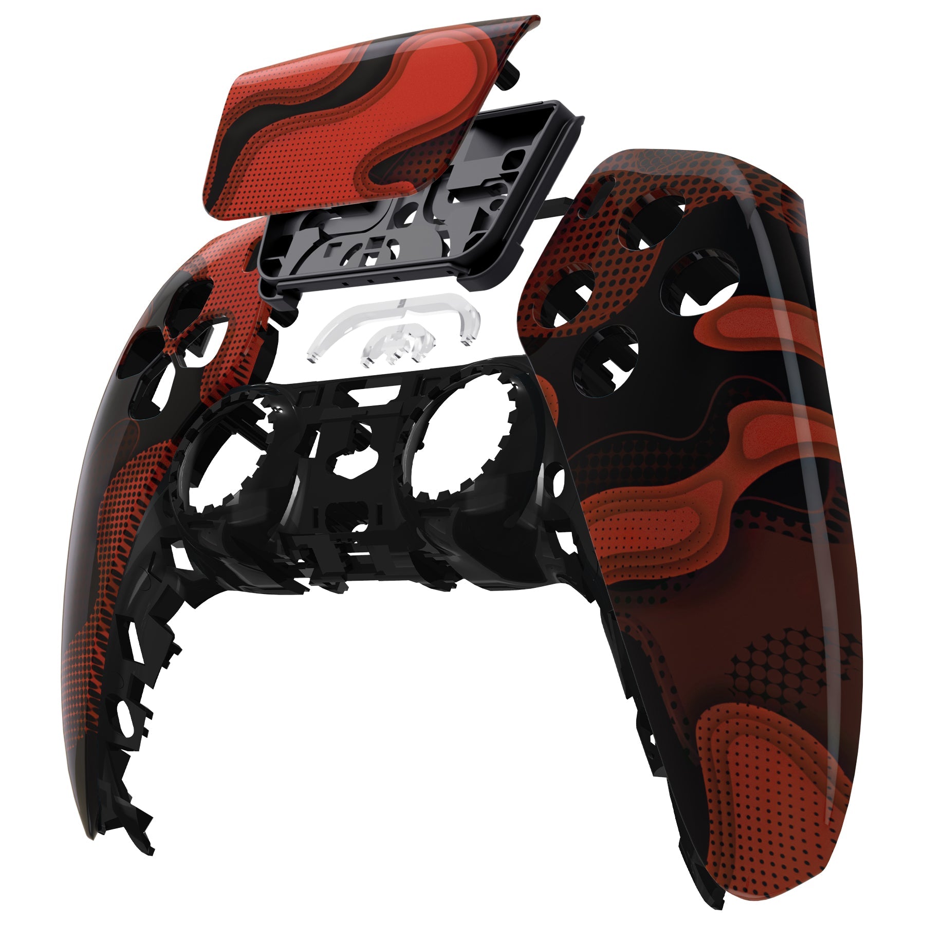 eXtremeRate Replacement Front Housing Shell with Touchpad Compatible with PS5 Controller BDM-010/020/030/040/050 - Red Black Camouflage eXtremeRate