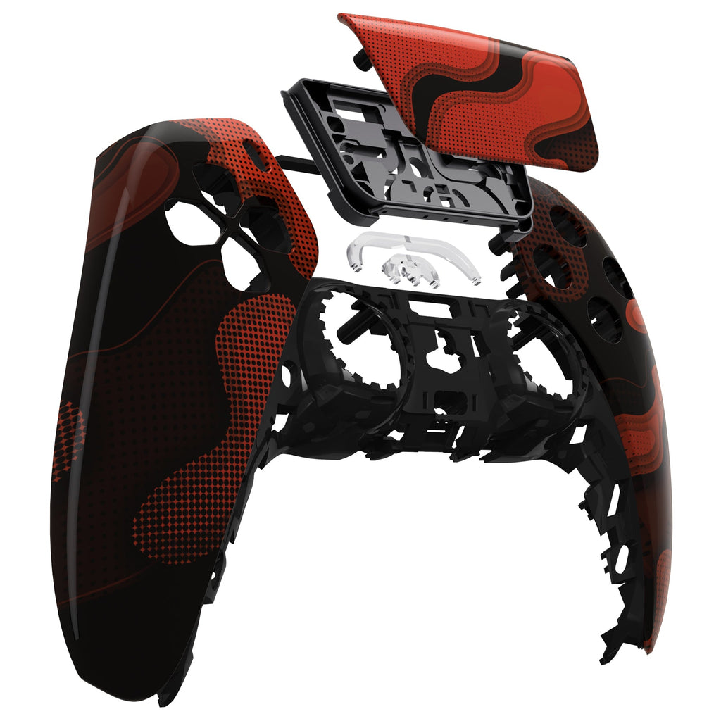eXtremeRate Replacement Front Housing Shell with Touchpad Compatible with PS5 Controller BDM-010/020/030/040/050 - Red Black Camouflage eXtremeRate
