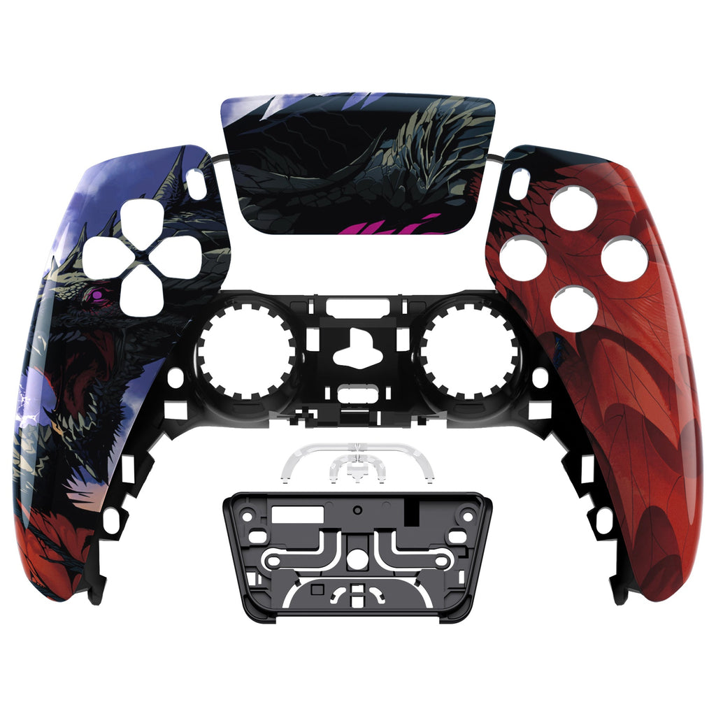 eXtremeRate Replacement Front Housing Shell with Touchpad Compatible with PS5 Controller BDM-010/020/030/040/050 - Roaring Dragon eXtremeRate