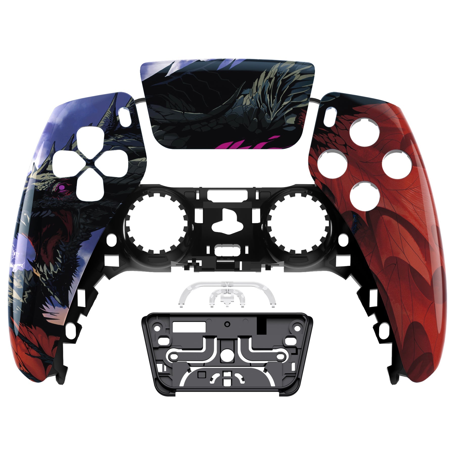 eXtremeRate Replacement Front Housing Shell with Touchpad Compatible with PS5 Controller BDM-010/020/030/040/050 - Roaring Dragon eXtremeRate
