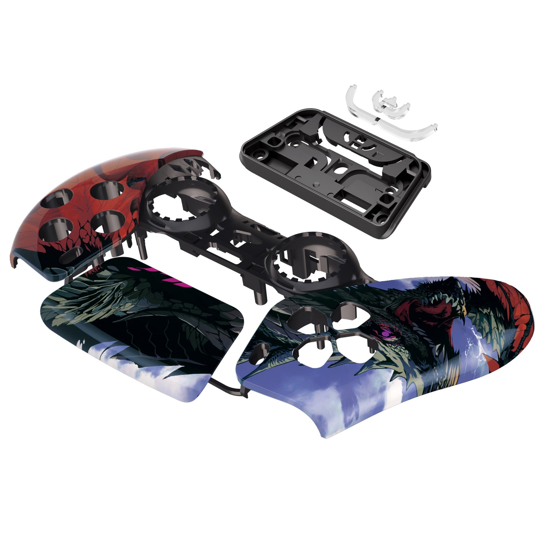 eXtremeRate Replacement Front Housing Shell with Touchpad Compatible with PS5 Controller BDM-010/020/030/040/050 - Roaring Dragon eXtremeRate