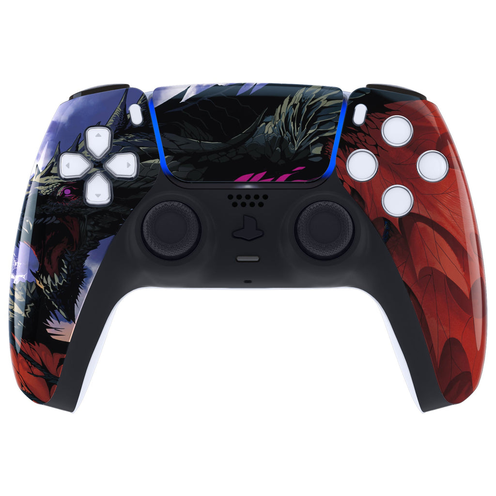 eXtremeRate Replacement Front Housing Shell with Touchpad Compatible with PS5 Controller BDM-010/020/030/040/050 - Roaring Dragon eXtremeRate