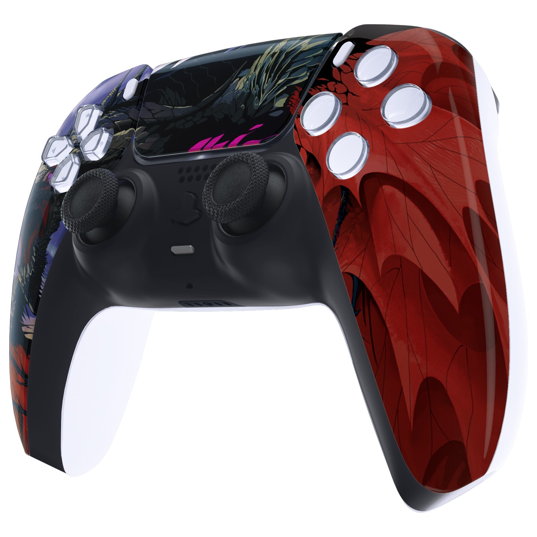 eXtremeRate Replacement Front Housing Shell with Touchpad Compatible with PS5 Controller BDM-010/020/030/040/050 - Roaring Dragon eXtremeRate