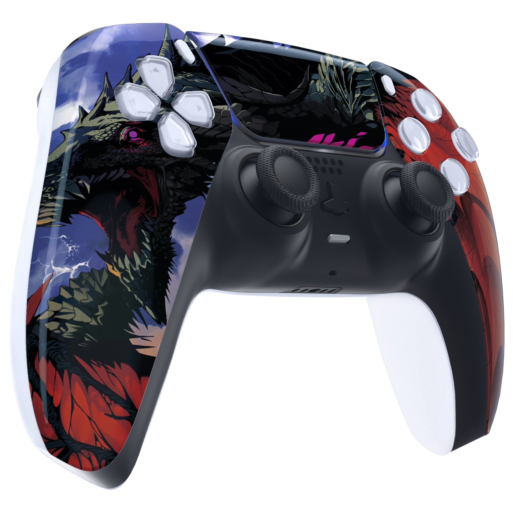 eXtremeRate Replacement Front Housing Shell with Touchpad Compatible with PS5 Controller BDM-010/020/030/040/050 - Roaring Dragon eXtremeRate