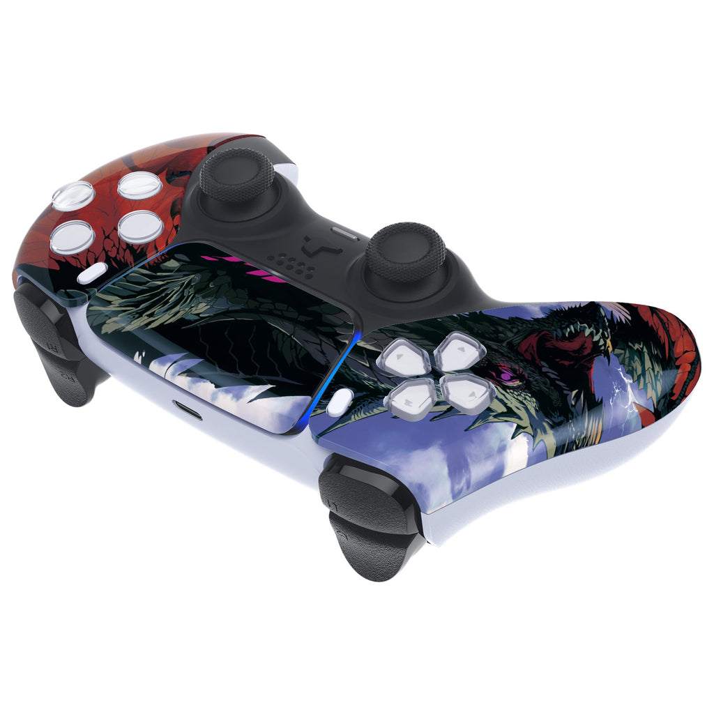 eXtremeRate Replacement Front Housing Shell with Touchpad Compatible with PS5 Controller BDM-010/020/030/040/050 - Roaring Dragon eXtremeRate