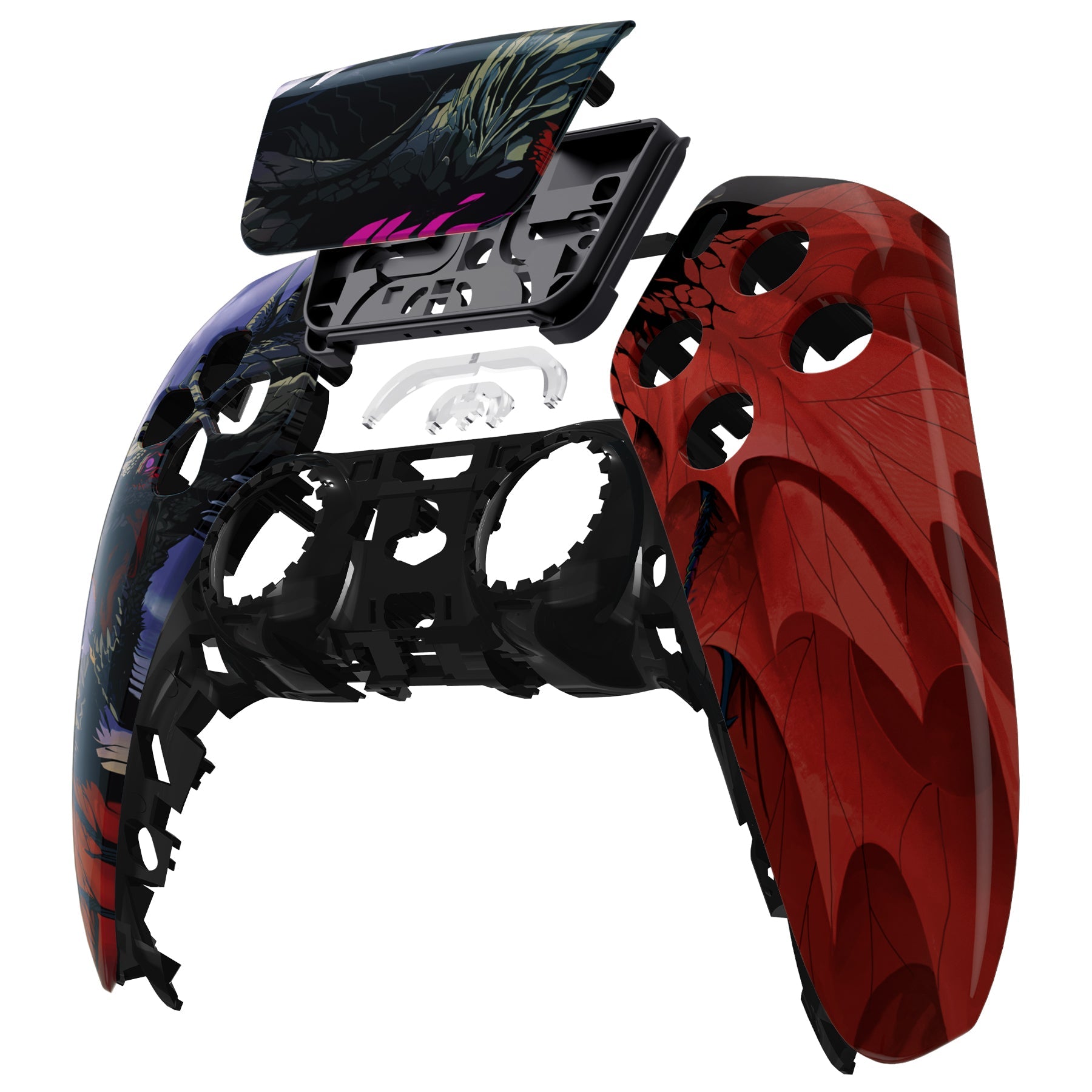 eXtremeRate Replacement Front Housing Shell with Touchpad Compatible with PS5 Controller BDM-010/020/030/040/050 - Roaring Dragon eXtremeRate