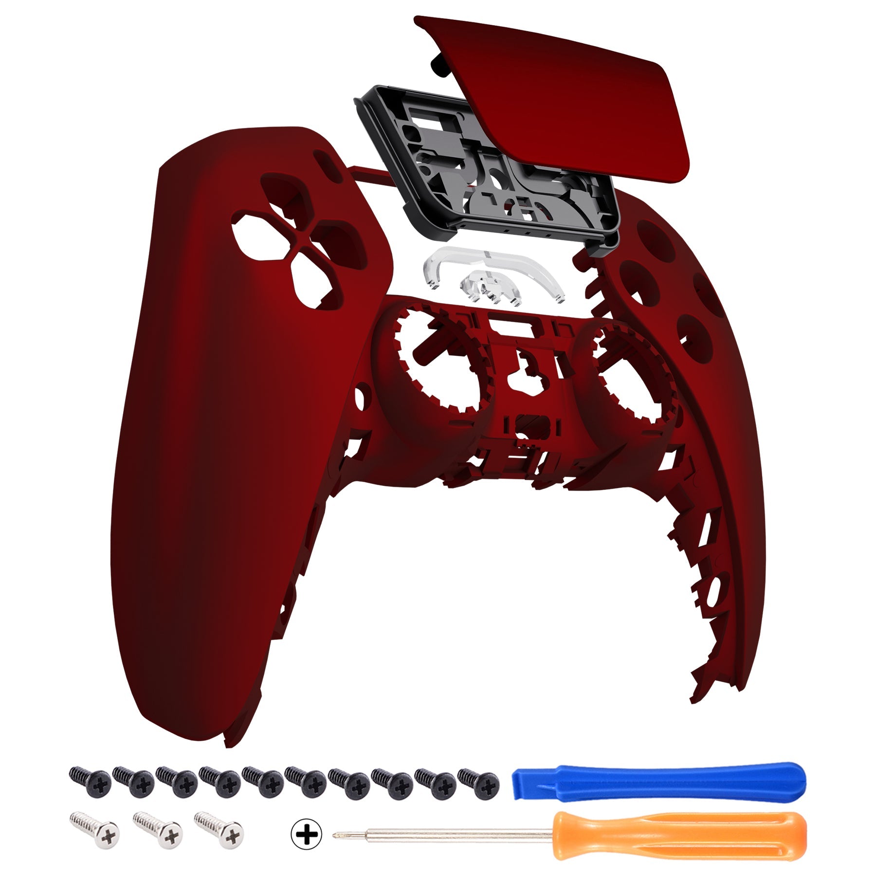eXtremeRate Replacement Front Housing Shell with Touchpad Compatible with PS5 Controller BDM-010/020/030/040/050/060 - Scarlet Red eXtremeRate