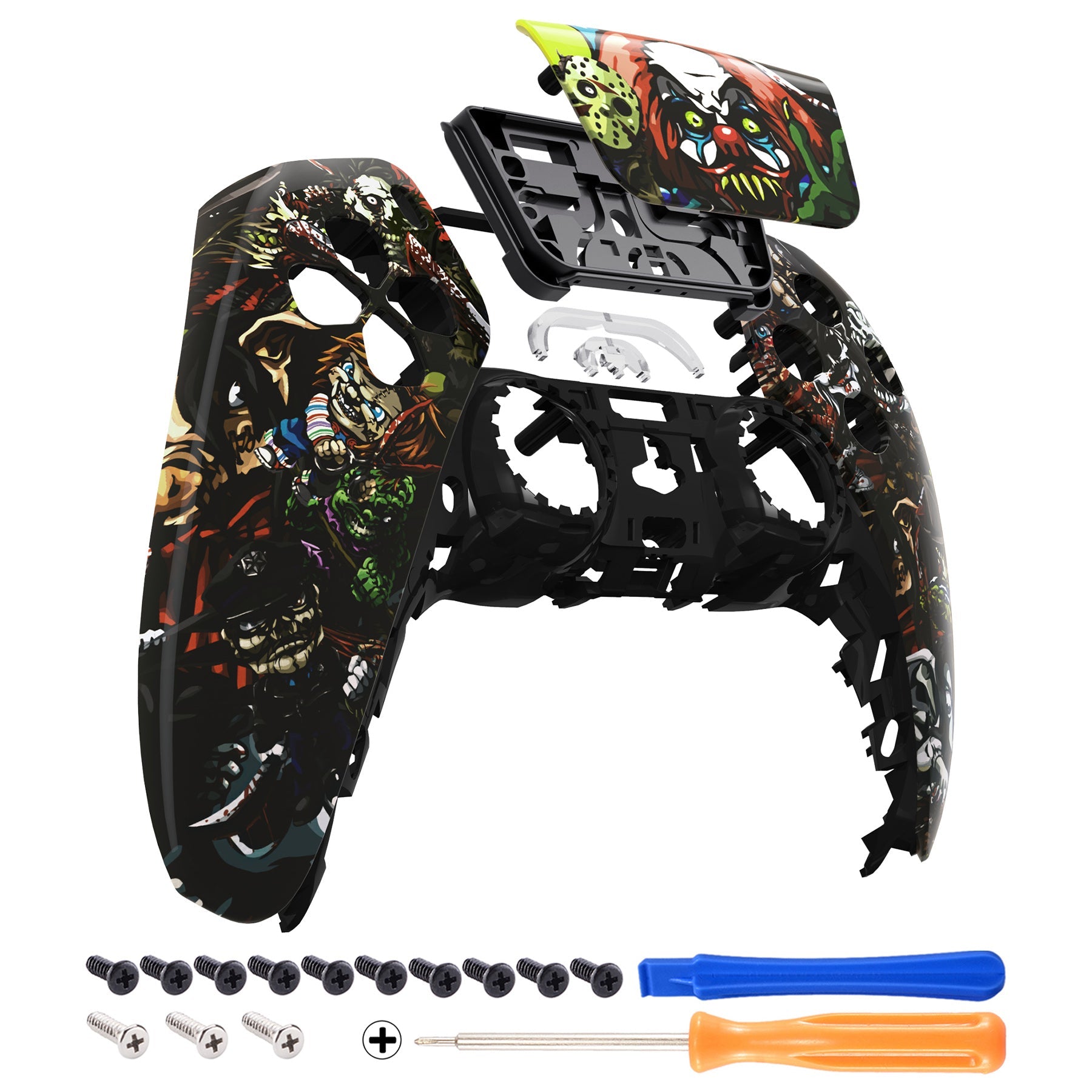 eXtremeRate Replacement Front Housing Shell with Touchpad Compatible with PS5 Controller BDM-010/020/030/040/050 - Scary Party eXtremeRate
