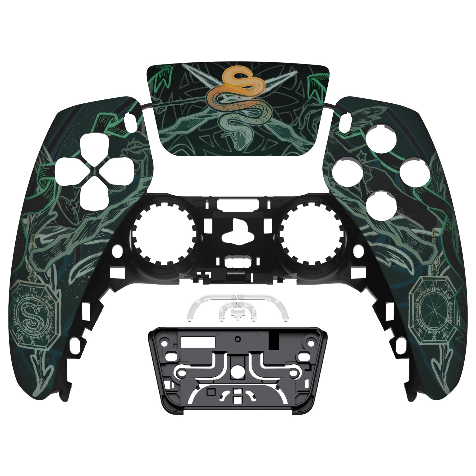 eXtremeRate Replacement Front Housing Shell with Touchpad Compatible with PS5 Controller BDM-010/020/030/040/050 - Serpent Totem eXtremeRate