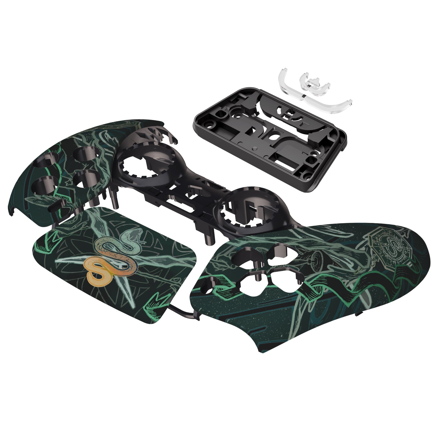 eXtremeRate Replacement Front Housing Shell with Touchpad Compatible with PS5 Controller BDM-010/020/030/040/050 - Serpent Totem eXtremeRate