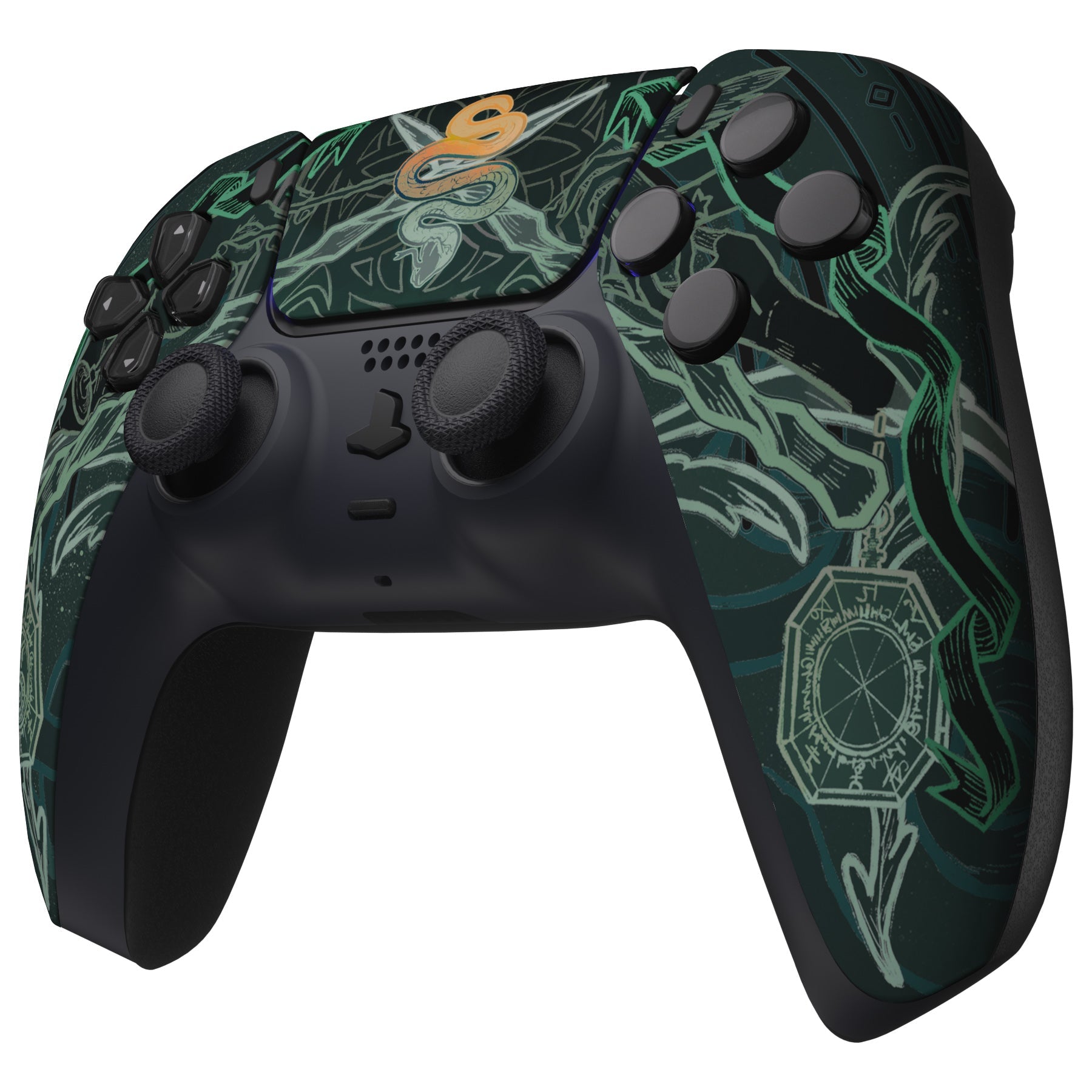 eXtremeRate Replacement Front Housing Shell with Touchpad Compatible with PS5 Controller BDM-010/020/030/040/050 - Serpent Totem eXtremeRate