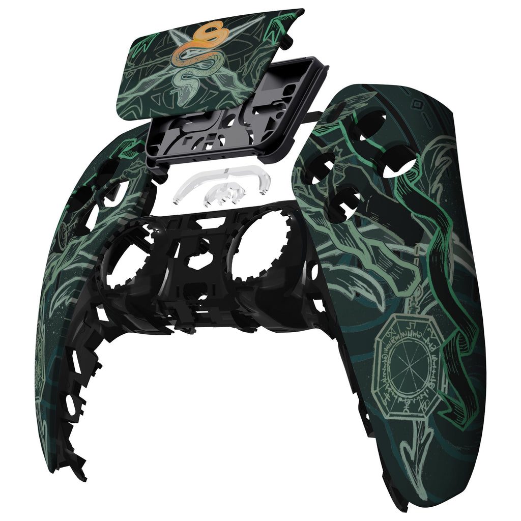 eXtremeRate Replacement Front Housing Shell with Touchpad Compatible with PS5 Controller BDM-010/020/030/040/050 - Serpent Totem eXtremeRate