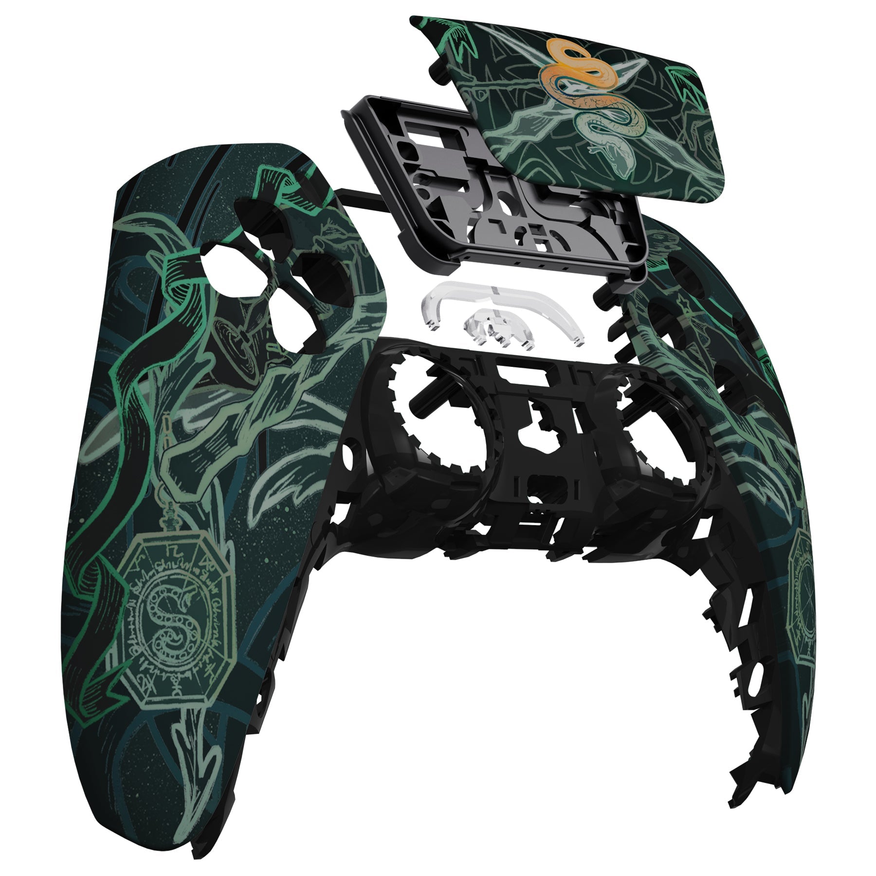 eXtremeRate Replacement Front Housing Shell with Touchpad Compatible with PS5 Controller BDM-010/020/030/040/050 - Serpent Totem eXtremeRate