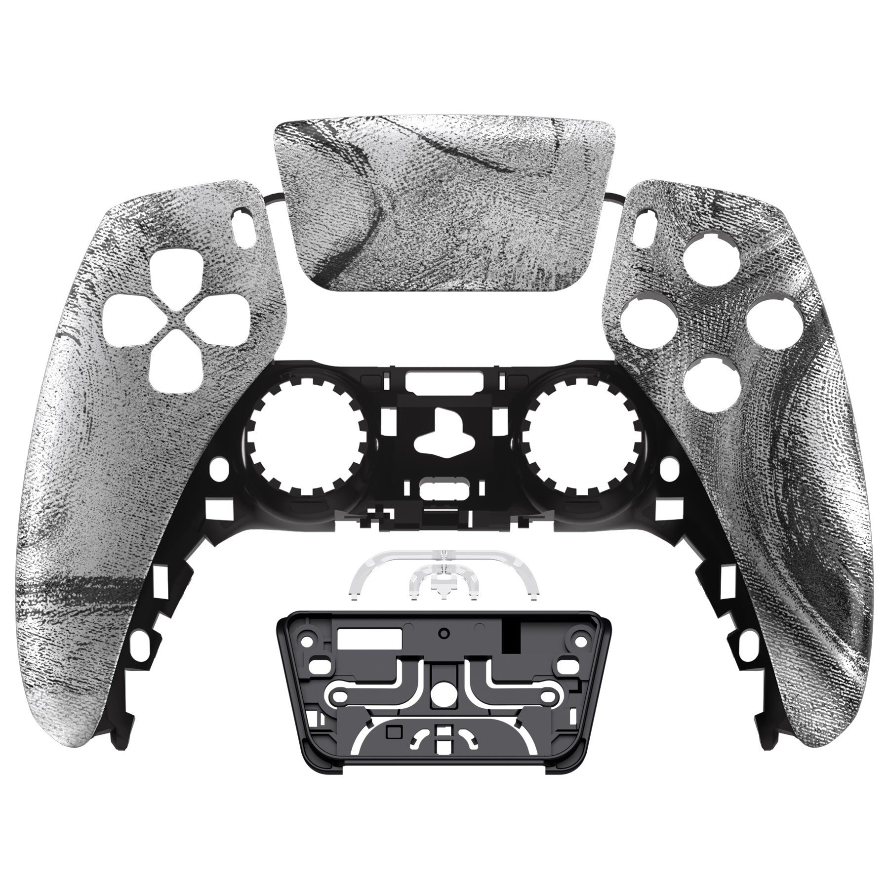 eXtremeRate Replacement Front Housing Shell with Touchpad Compatible with PS5 Controller BDM-010/020/030/040/050 - Silver Wave eXtremeRate