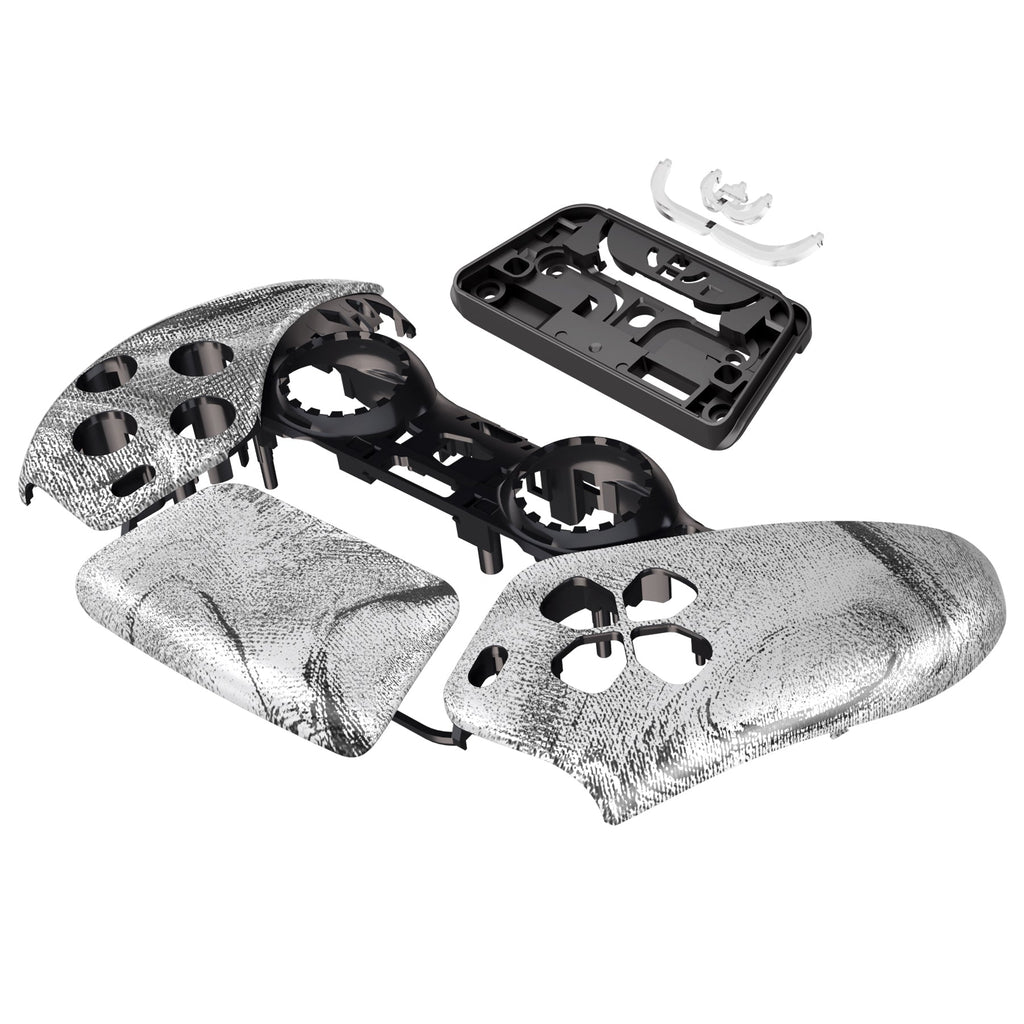 eXtremeRate Replacement Front Housing Shell with Touchpad Compatible with PS5 Controller BDM-010/020/030/040/050 - Silver Wave eXtremeRate