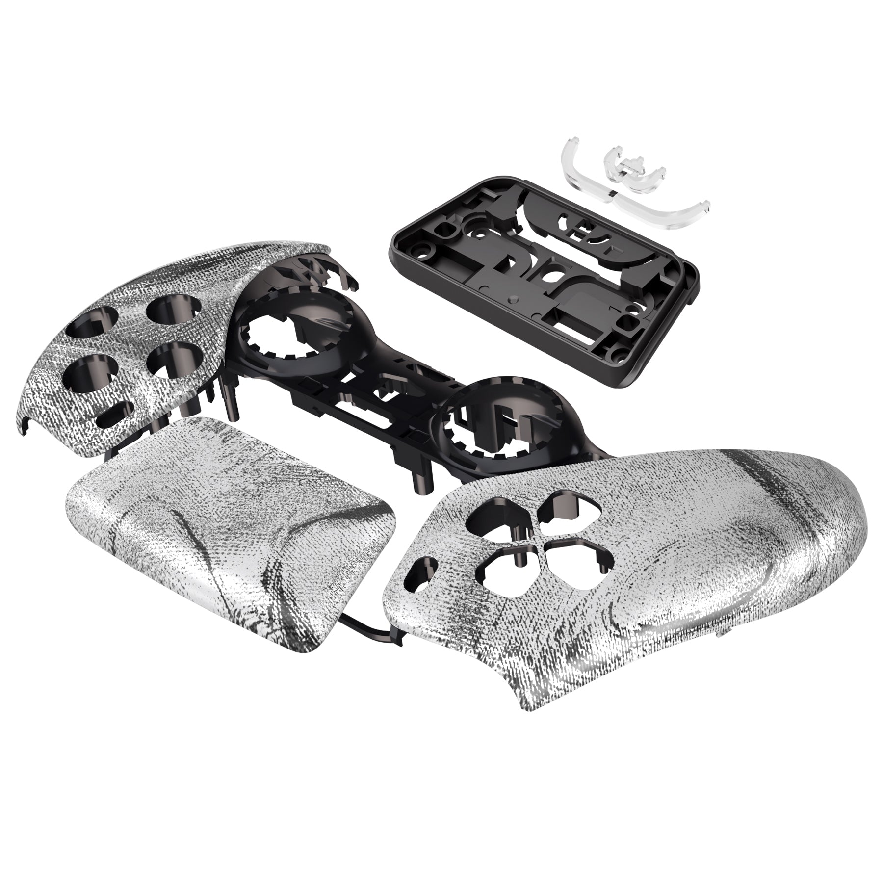 eXtremeRate Replacement Front Housing Shell with Touchpad Compatible with PS5 Controller BDM-010/020/030/040/050 - Silver Wave eXtremeRate