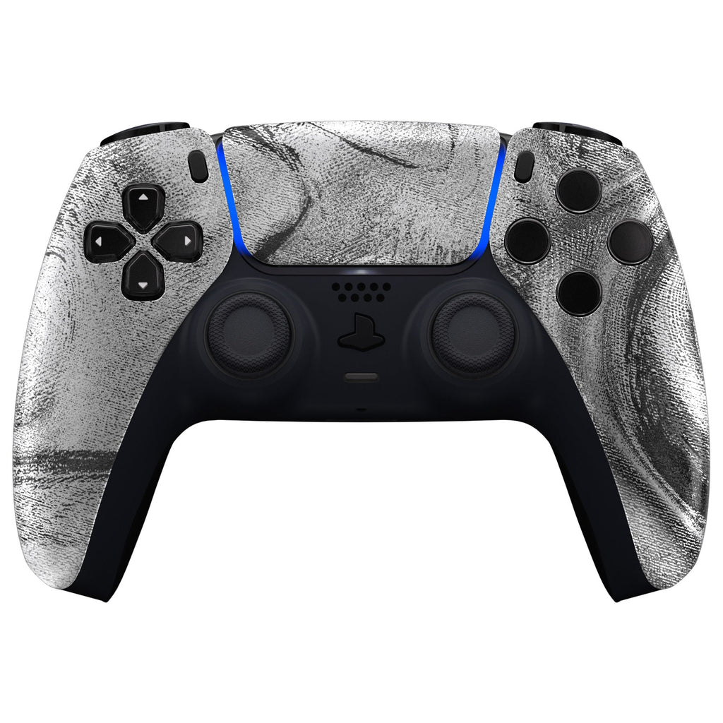 eXtremeRate Replacement Front Housing Shell with Touchpad Compatible with PS5 Controller BDM-010/020/030/040/050 - Silver Wave eXtremeRate