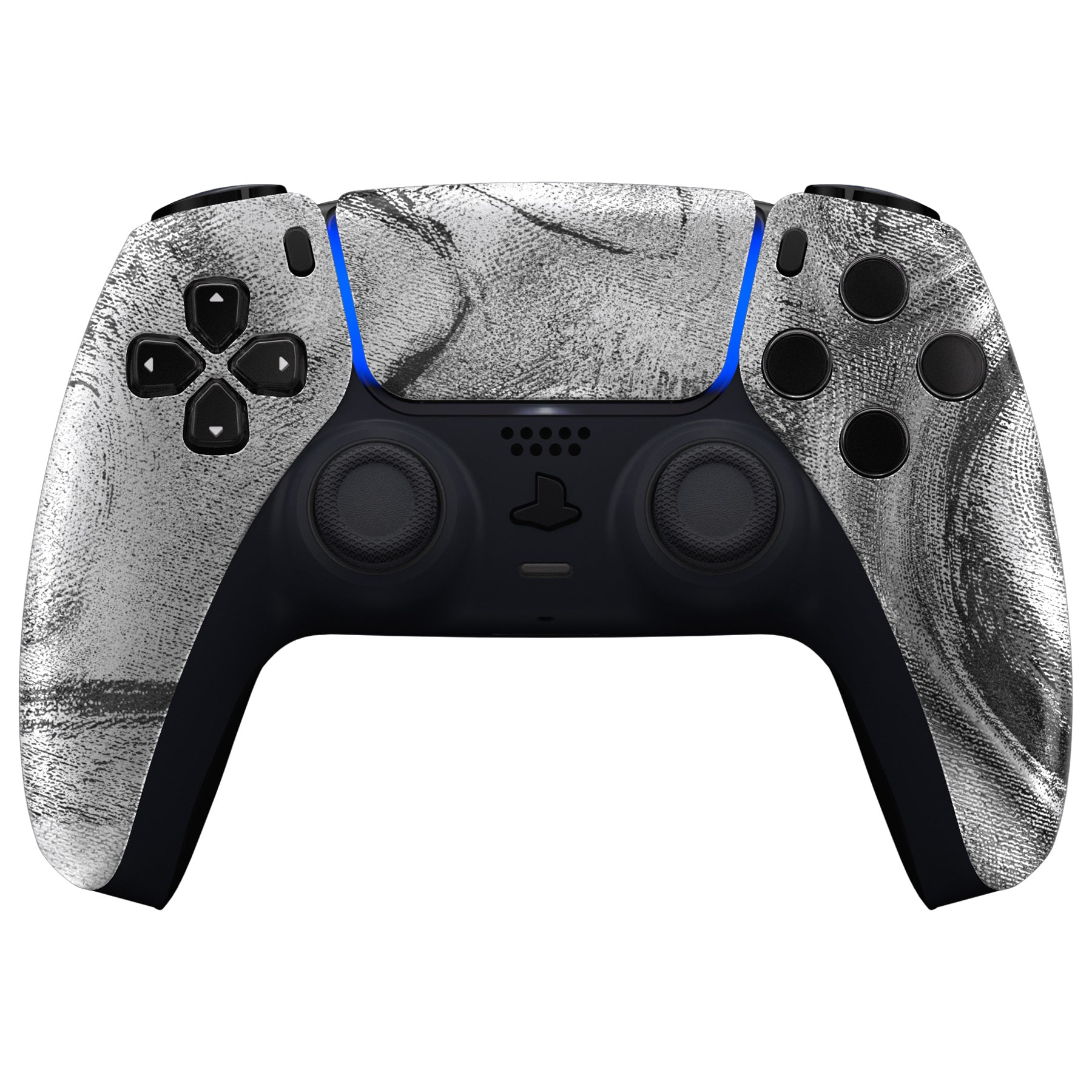 eXtremeRate Replacement Front Housing Shell with Touchpad Compatible with PS5 Controller BDM-010/020/030/040/050 - Silver Wave eXtremeRate