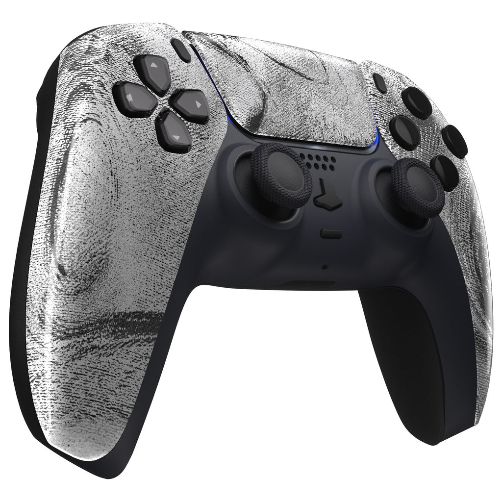 eXtremeRate Replacement Front Housing Shell with Touchpad Compatible with PS5 Controller BDM-010/020/030/040/050 - Silver Wave eXtremeRate