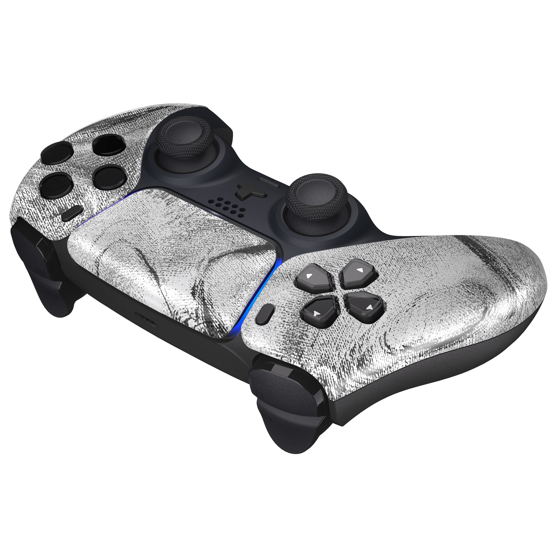 eXtremeRate Replacement Front Housing Shell with Touchpad Compatible with PS5 Controller BDM-010/020/030/040/050 - Silver Wave eXtremeRate