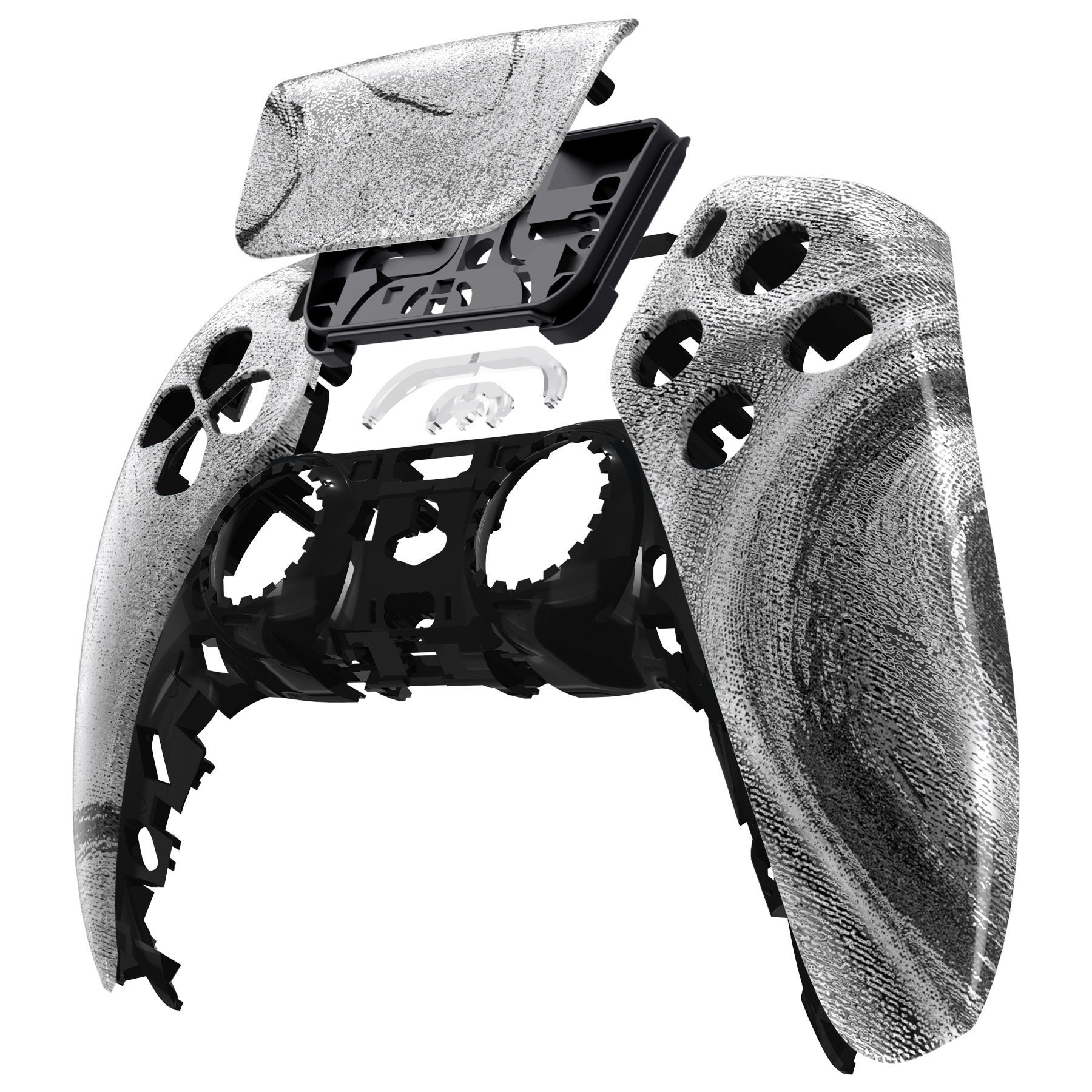 eXtremeRate Replacement Front Housing Shell with Touchpad Compatible with PS5 Controller BDM-010/020/030/040/050 - Silver Wave eXtremeRate