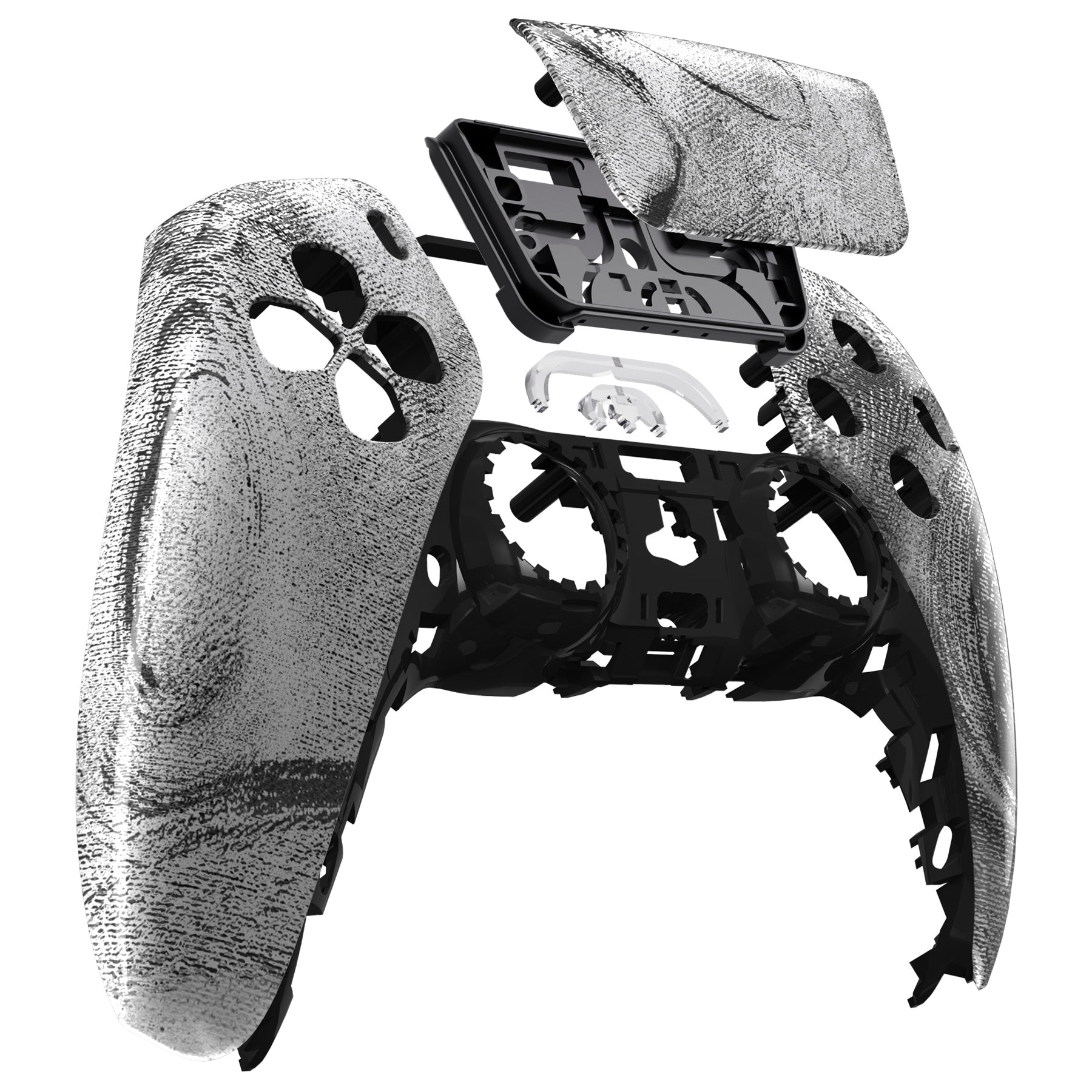 eXtremeRate Replacement Front Housing Shell with Touchpad Compatible with PS5 Controller BDM-010/020/030/040/050 - Silver Wave eXtremeRate