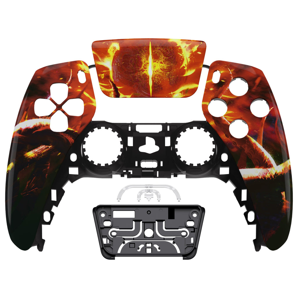 eXtremeRate Replacement Front Housing Shell with Touchpad Compatible with PS5 Controller BDM-010/020/030/040/050 - The Great Flaming Overlord eXtremeRate