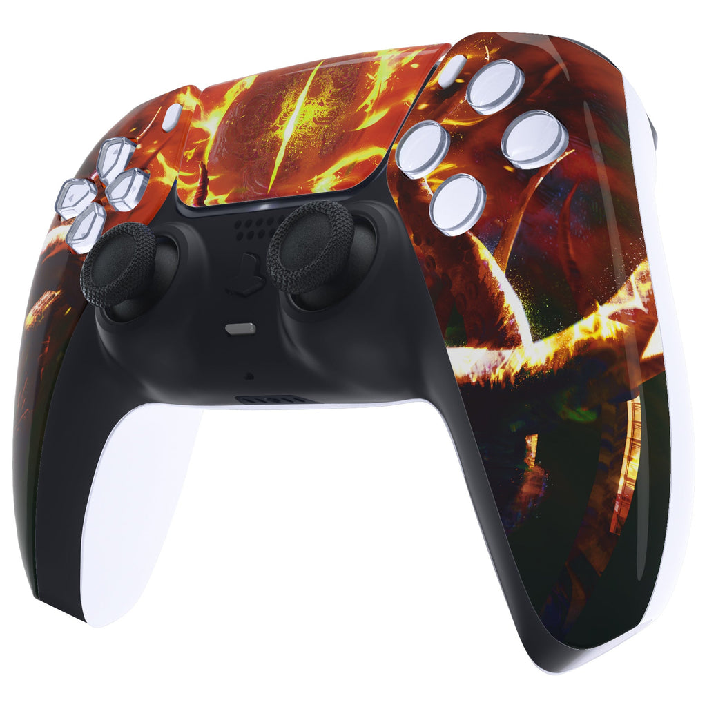eXtremeRate Replacement Front Housing Shell with Touchpad Compatible with PS5 Controller BDM-010/020/030/040/050 - The Great Flaming Overlord eXtremeRate