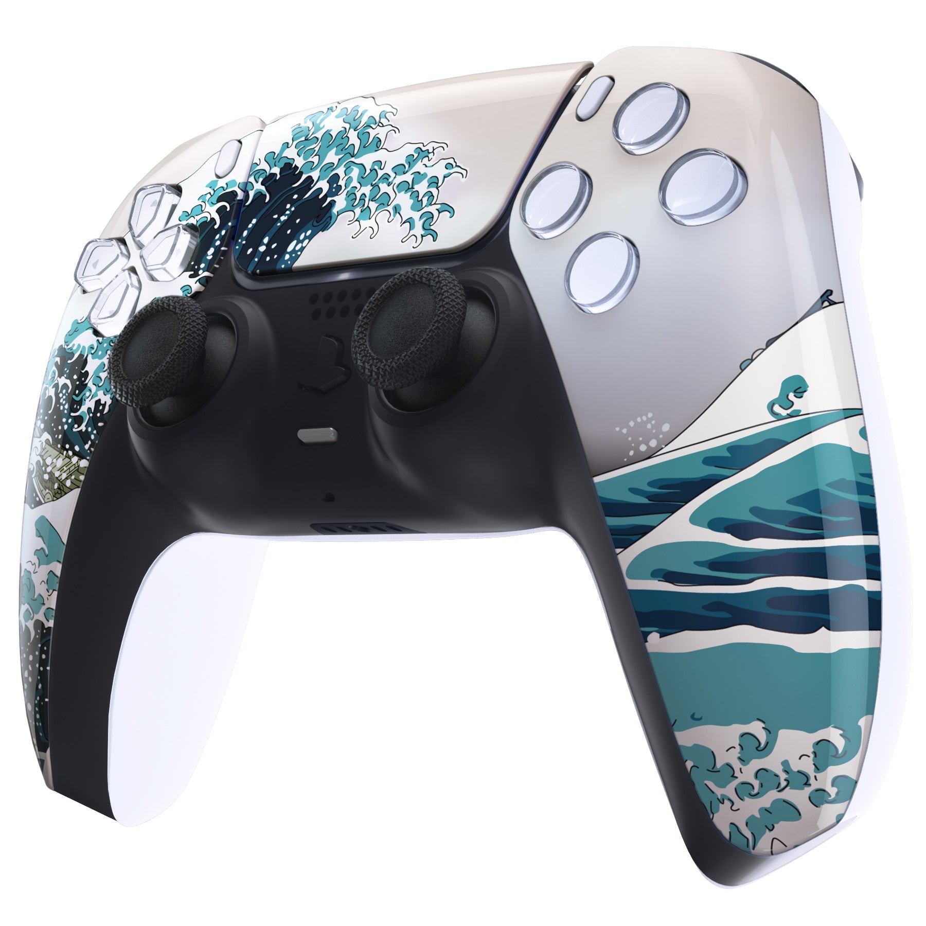 eXtremeRate Replacement Front Housing Shell with Touchpad Compatible with PS5 Controller BDM-010/020/030/040/050/060 - The Great Wave eXtremeRate