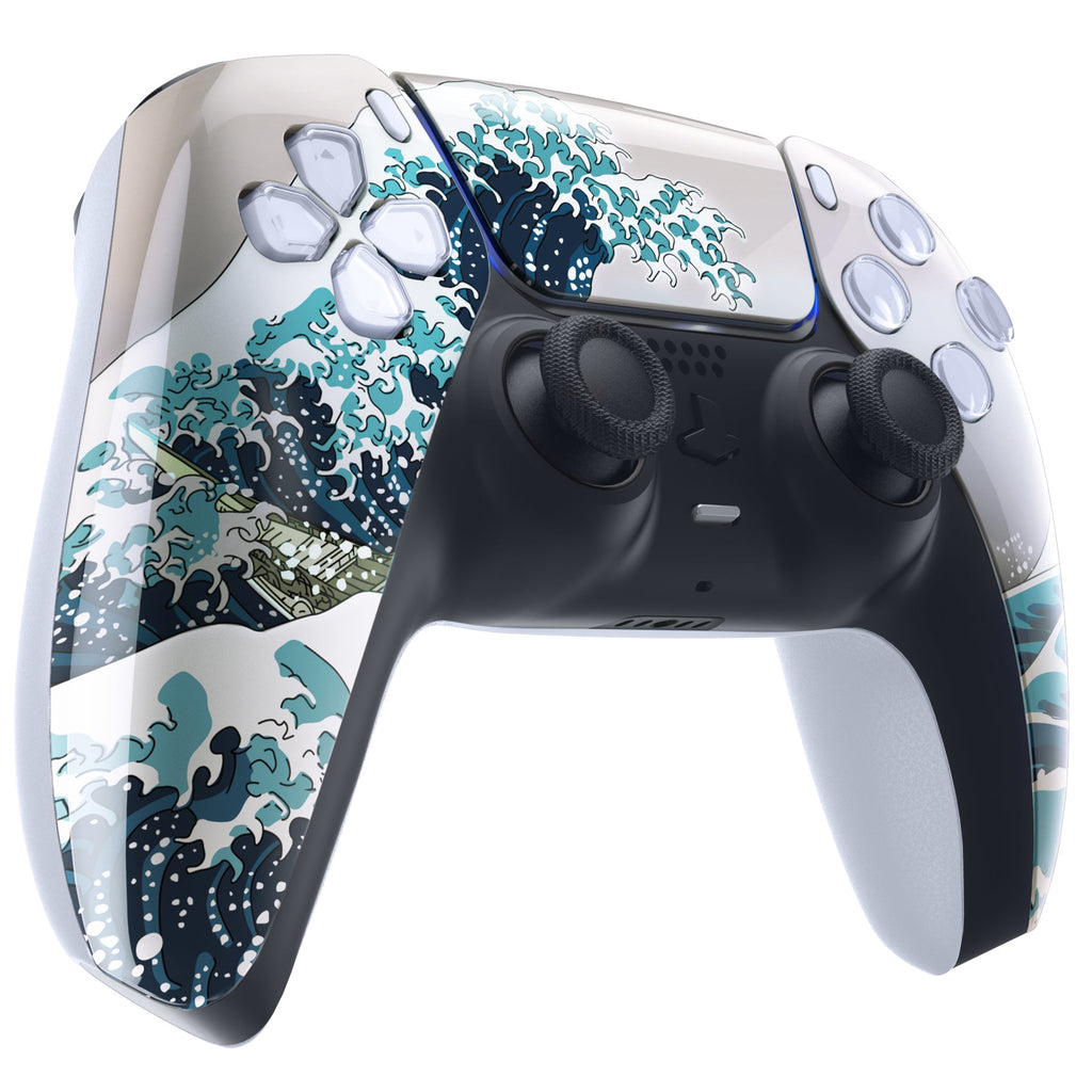 eXtremeRate Replacement Front Housing Shell with Touchpad Compatible with PS5 Controller BDM-010/020/030/040/050/060 - The Great Wave eXtremeRate