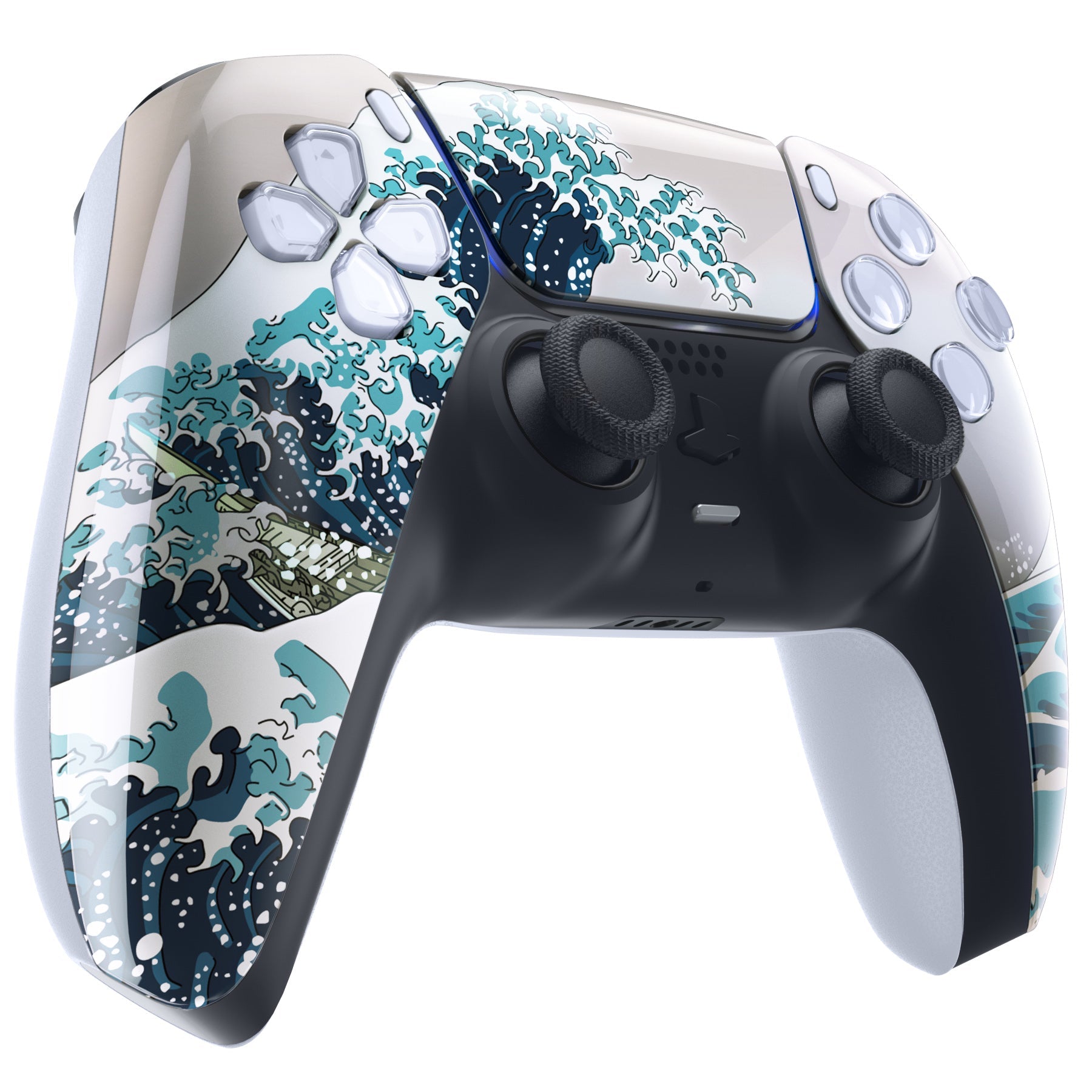 eXtremeRate Replacement Front Housing Shell with Touchpad Compatible with PS5 Controller BDM-010/020/030/040/050/060 - The Great Wave eXtremeRate
