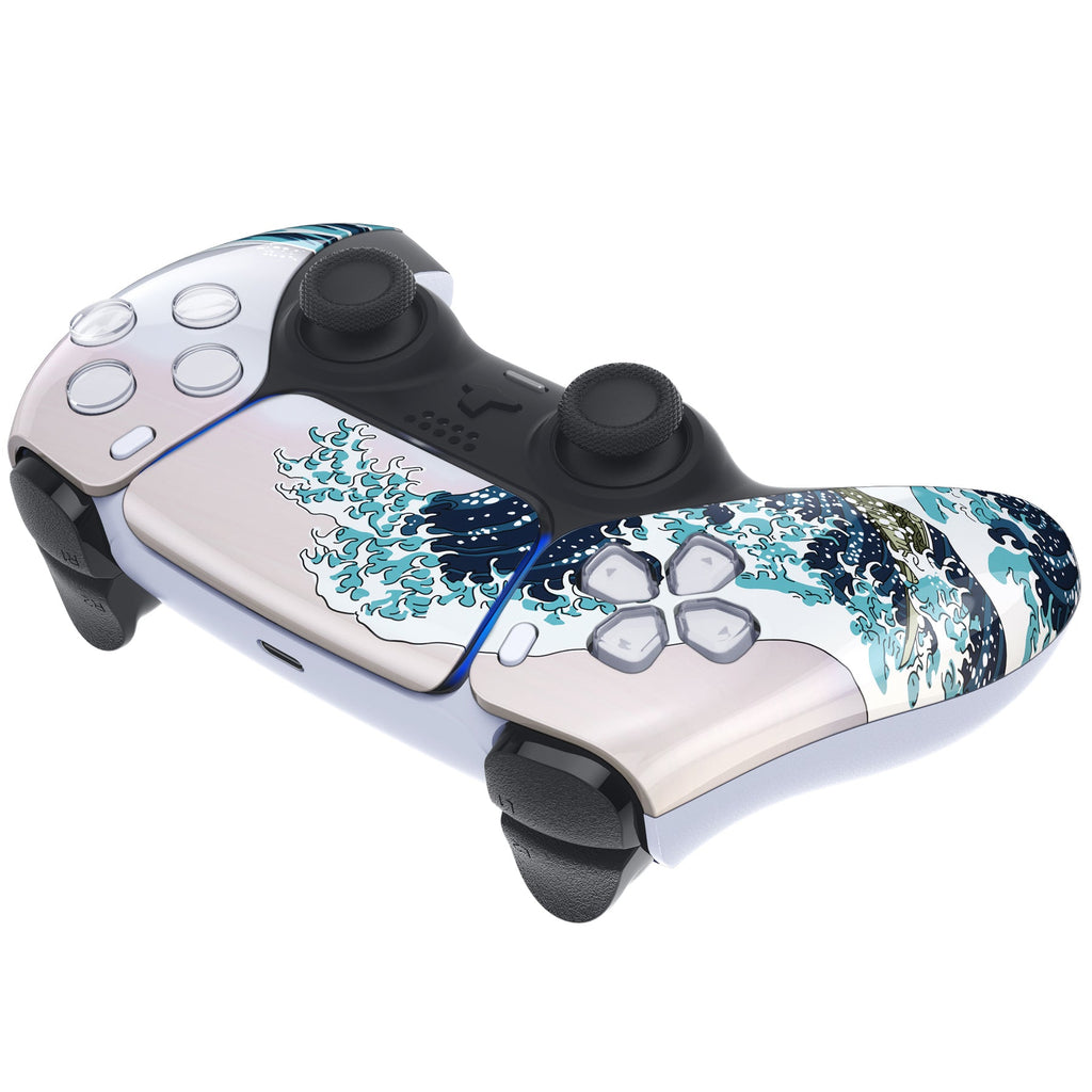 eXtremeRate Replacement Front Housing Shell with Touchpad Compatible with PS5 Controller BDM-010/020/030/040/050/060 - The Great Wave eXtremeRate