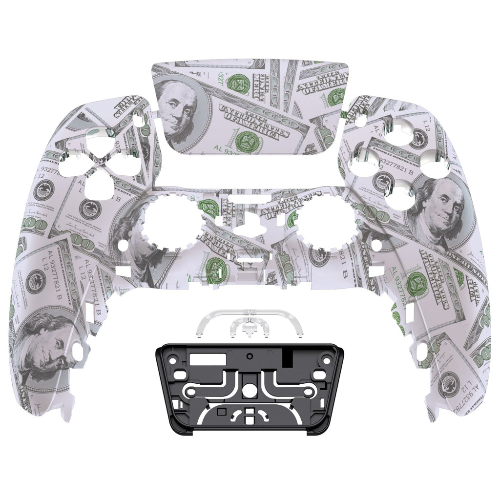 eXtremeRate Replacement Front Housing Shell with Touchpad Compatible with PS5 Controller BDM-010/020/030/040/050 - The $100 Cash Money eXtremeRate