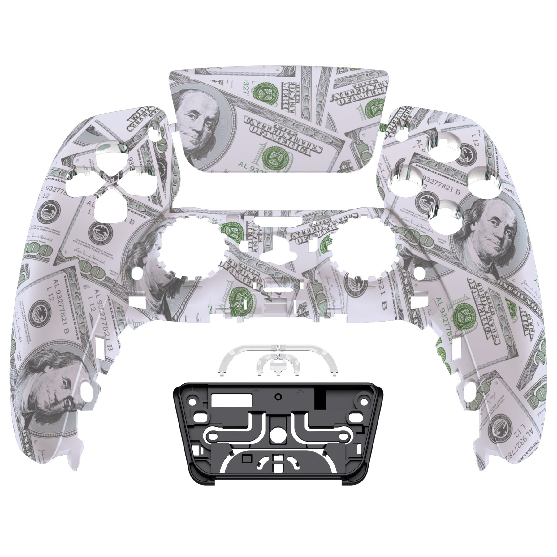 eXtremeRate Replacement Front Housing Shell with Touchpad Compatible with PS5 Controller BDM-010/020/030/040/050 - The $100 Cash Money eXtremeRate
