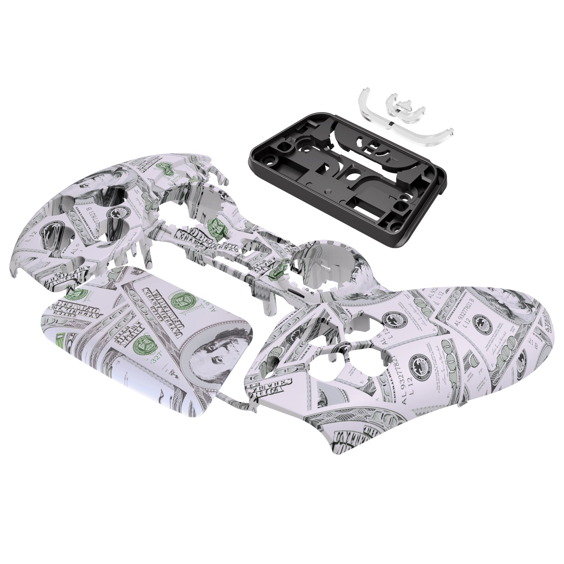 eXtremeRate Replacement Front Housing Shell with Touchpad Compatible with PS5 Controller BDM-010/020/030/040/050 - The $100 Cash Money eXtremeRate