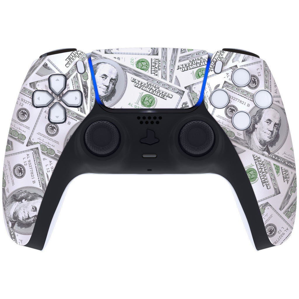 eXtremeRate Replacement Front Housing Shell with Touchpad Compatible with PS5 Controller BDM-010/020/030/040/050 - The $100 Cash Money eXtremeRate